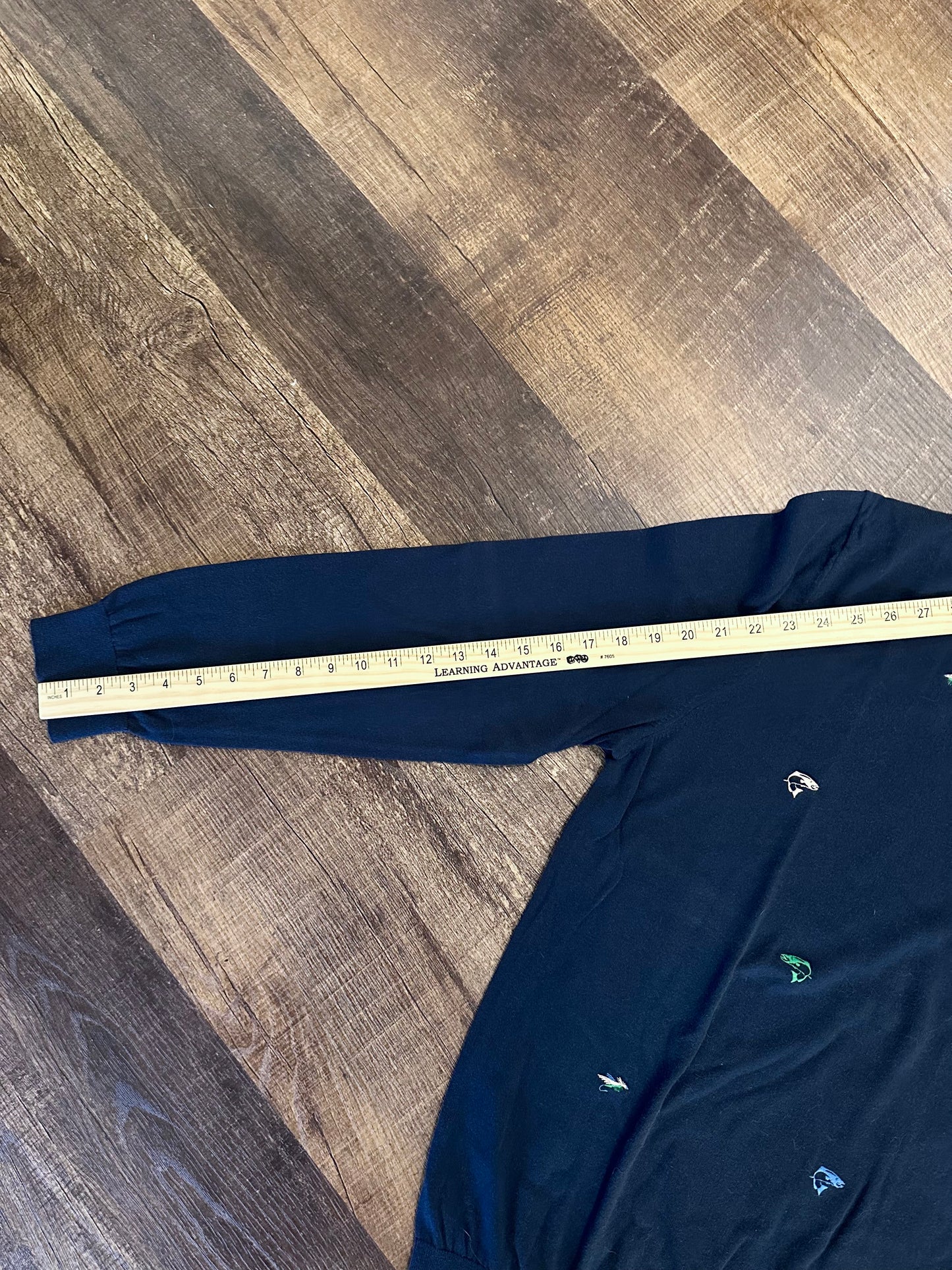 Brooks Brothers Sweater (XL) Embroidered Fly Fishing Navy Blue