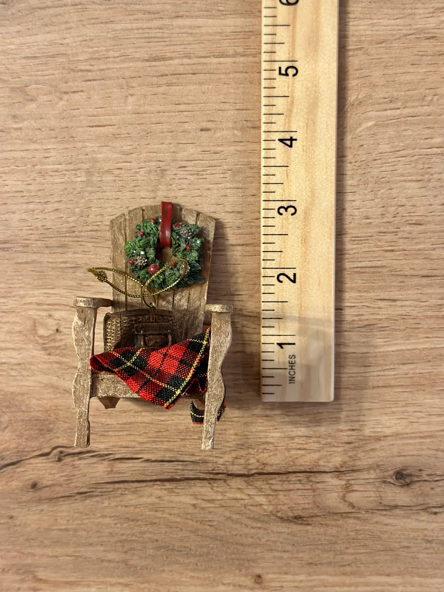 Vintage Christmas Chair with Creel Basket Ornament