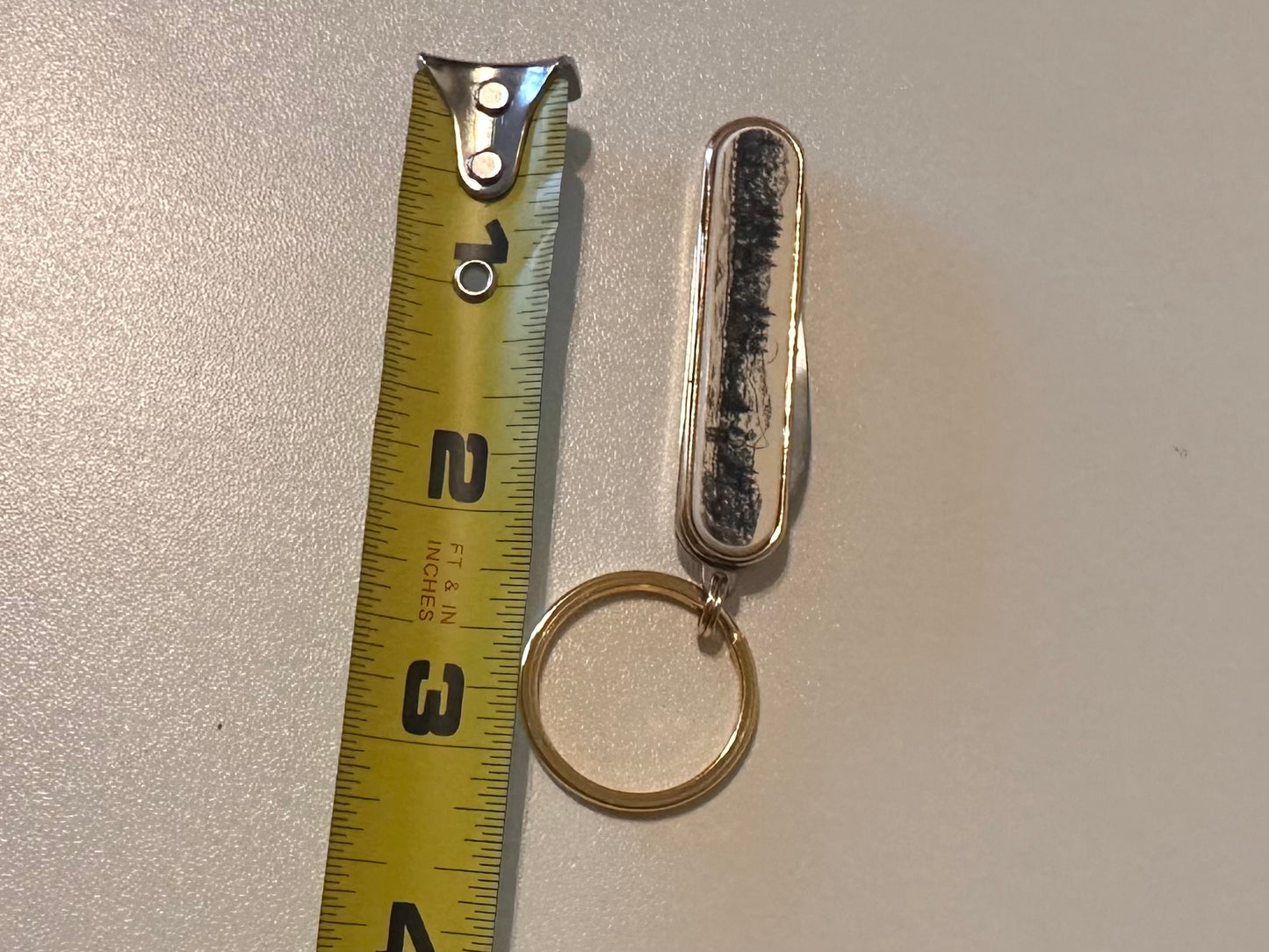 Vintage Barlow Keychain Pocket Knife Featuring Gold Tone Fly Fisherman Scene and Fly Lure (New in Box)