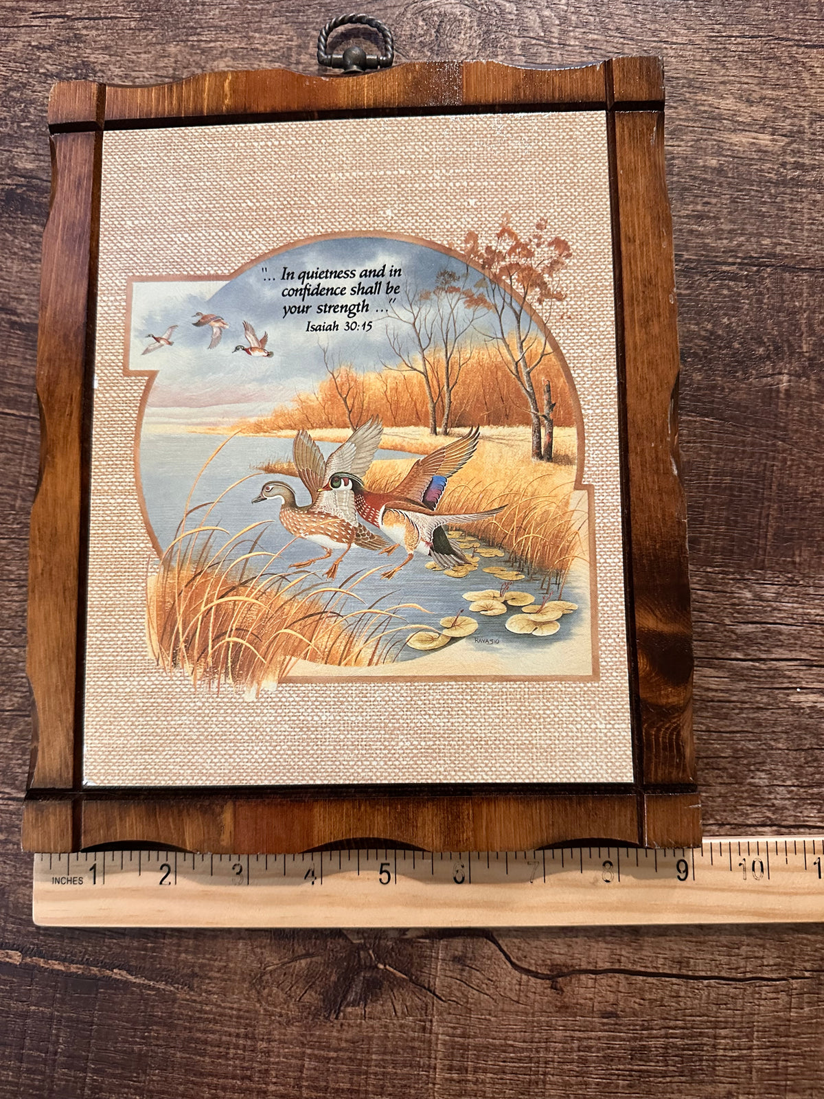 Vintage Wooden Duck Scripture Plaque 11”x9”