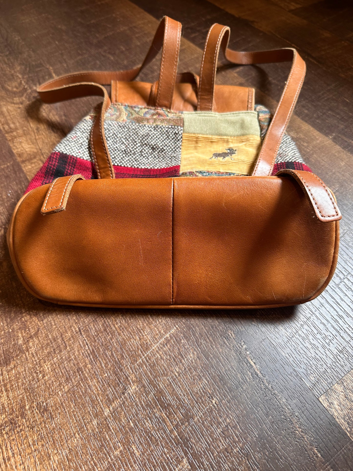 Vintage L.L. Bean Patchwork Mini Backpack - Embroidered Ducks, Dogs, Moose Motif
