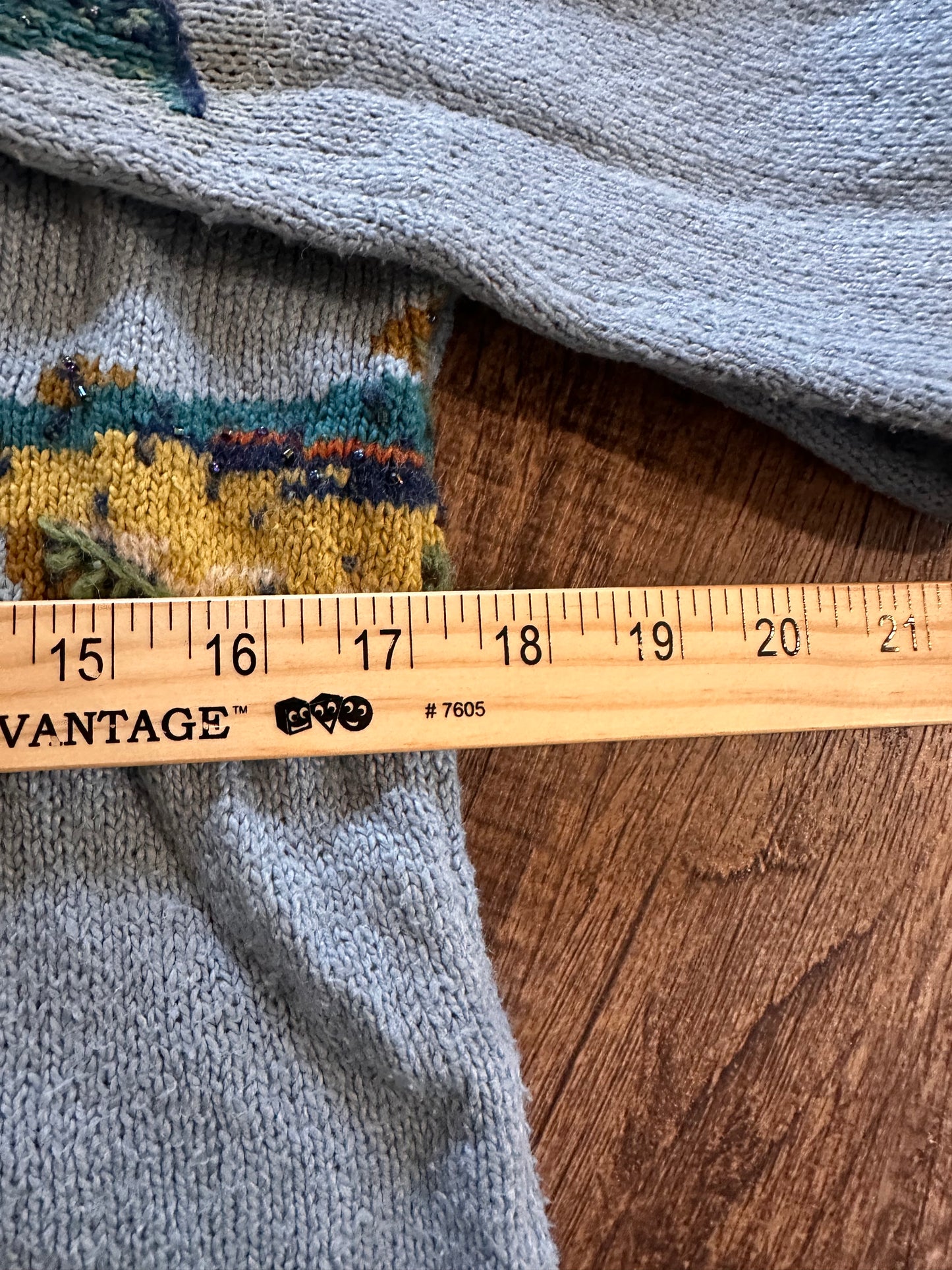 Vintage Rare Northern Isles Sweater (S) Hand Knit with Beading - Light Blue