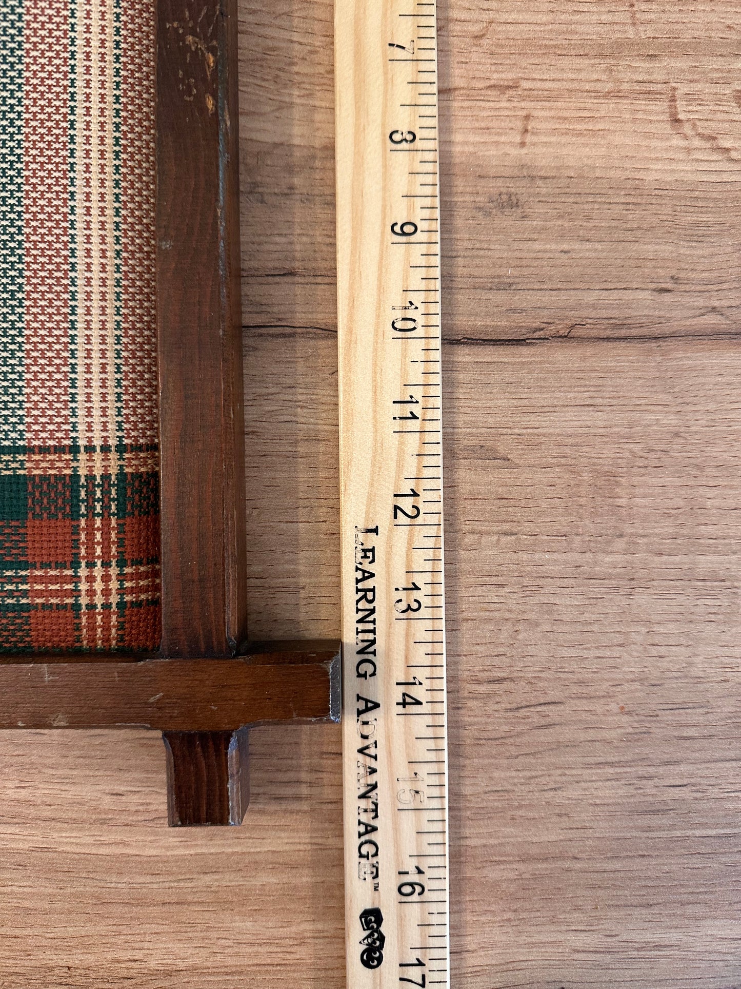 Vintage Cross Stitch Plaid Padded Cross Frame - “A Hunting I Will Go”