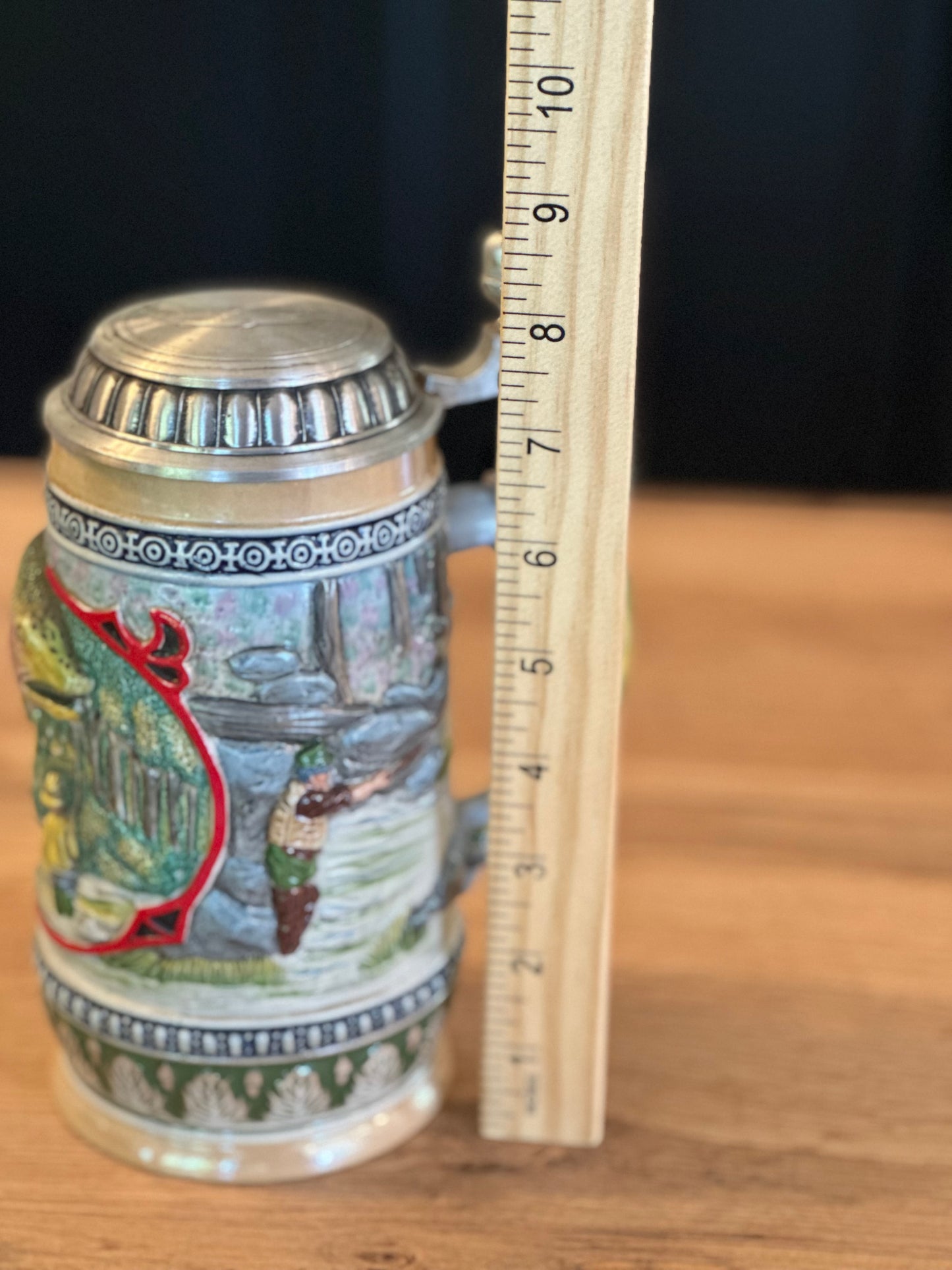 Vintage 3D Fly Fishing Trout Beer Stein (unbranded)