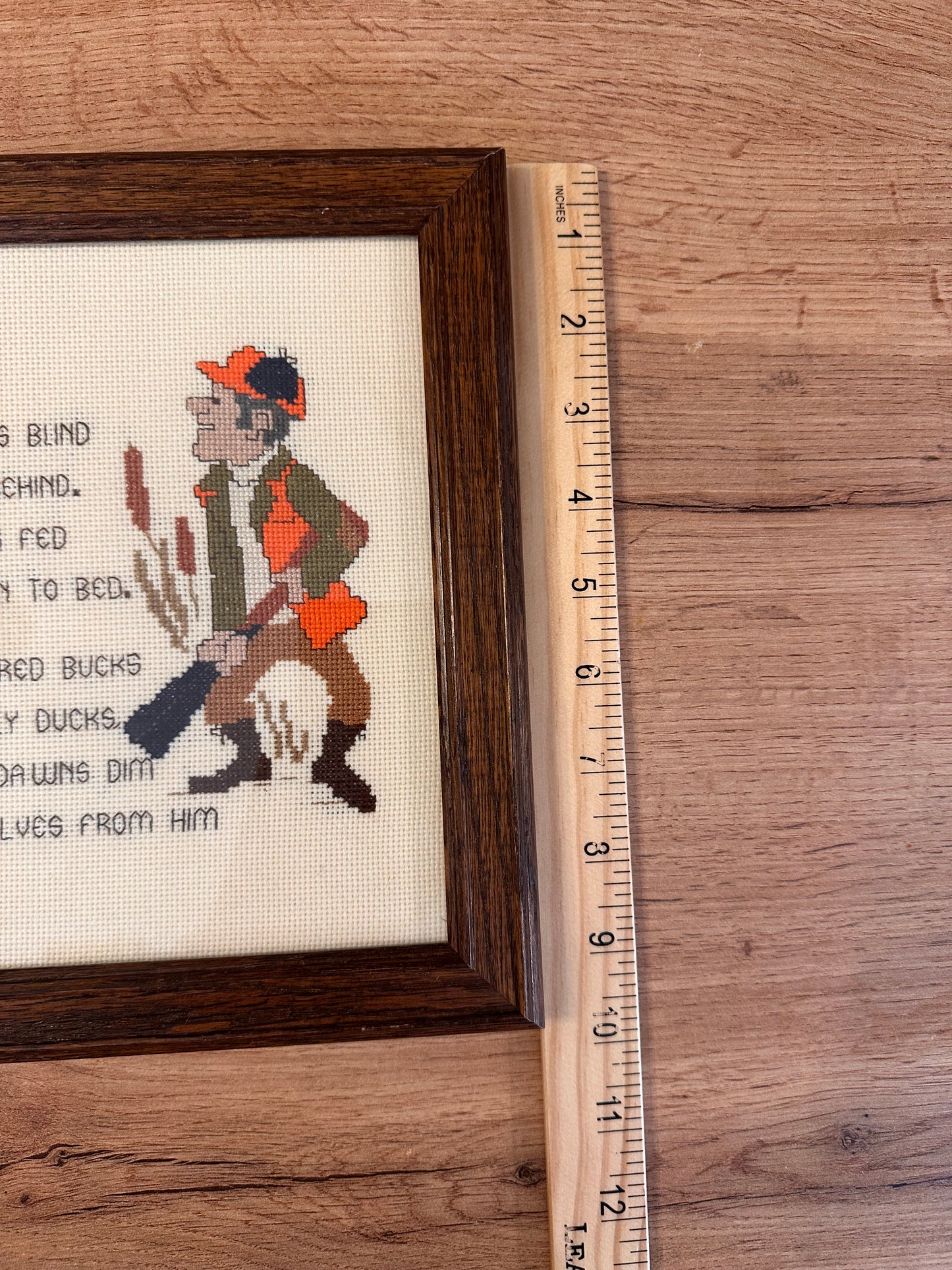 Vintage Cross Stitch Poor Duck Hunter 10”x12”