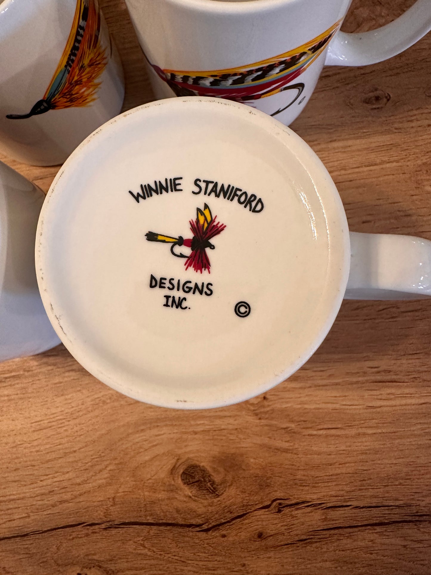 Vintage Winnie Staniford Fly Lure Mug Set (4)