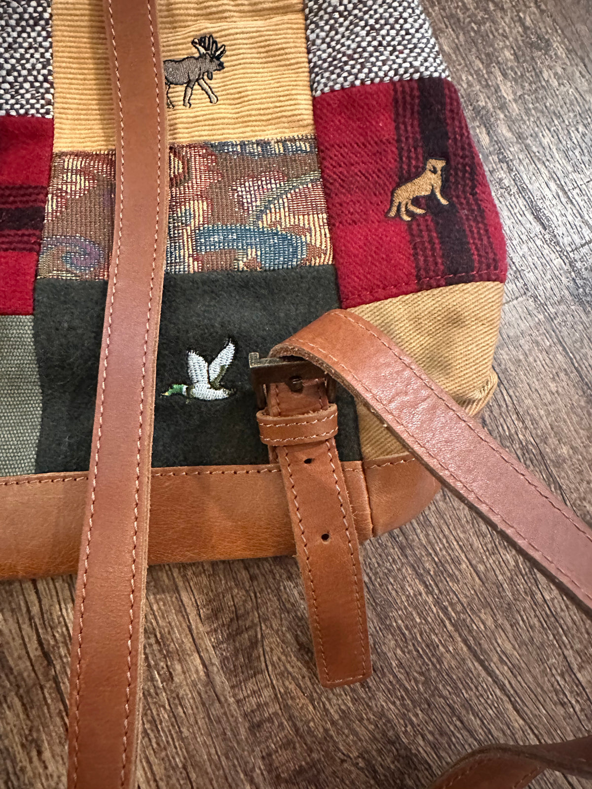 Vintage L.L. Bean Leather Patchwork Mini Backpack