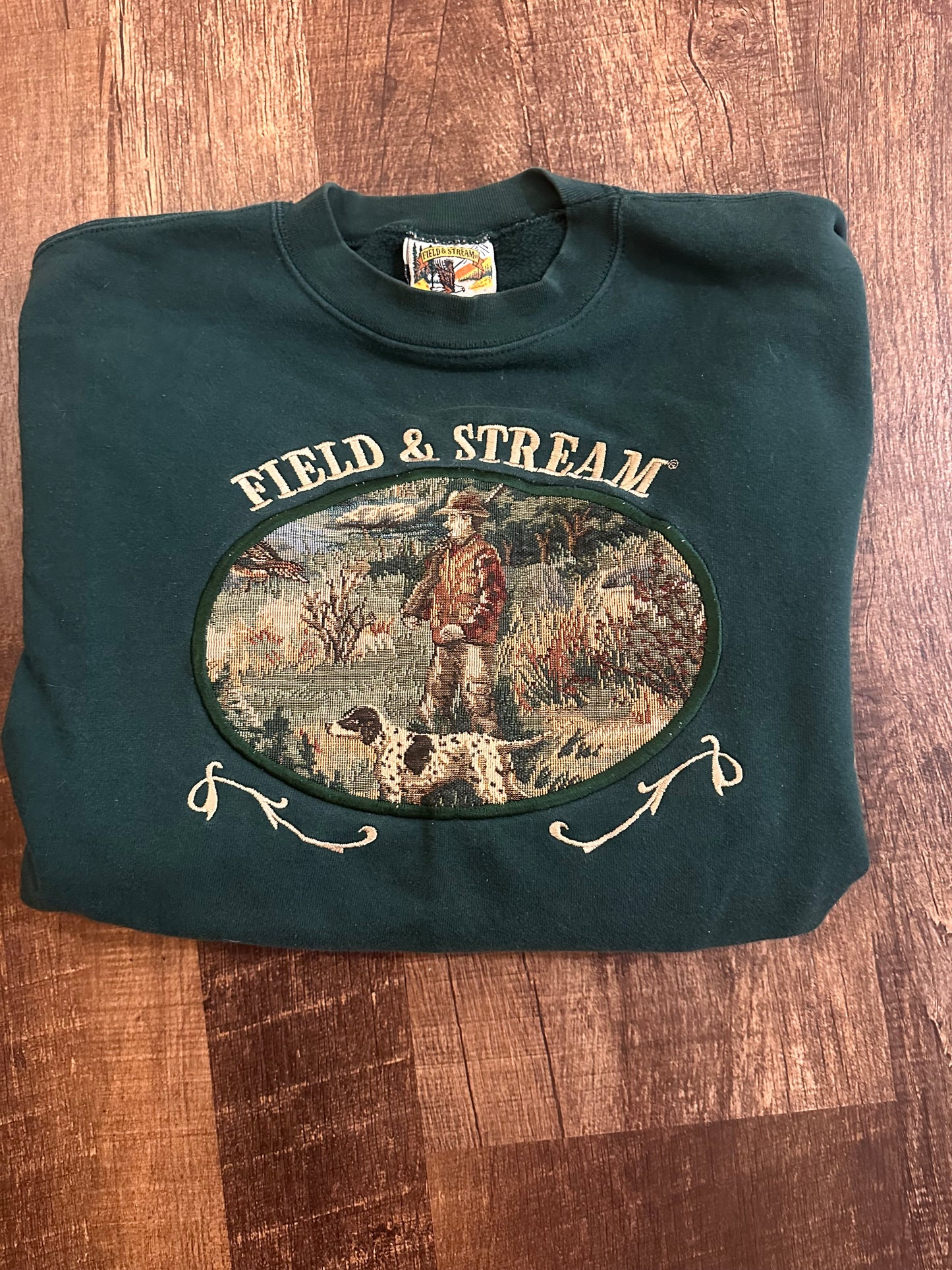 Vintage Field & Stream Crewneck (XL) Tapestry Bird Hunter - Green