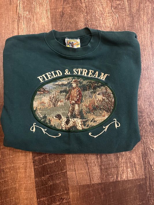 Vintage Field & Stream Crewneck (XL) Tapestry Bird Hunter - Green