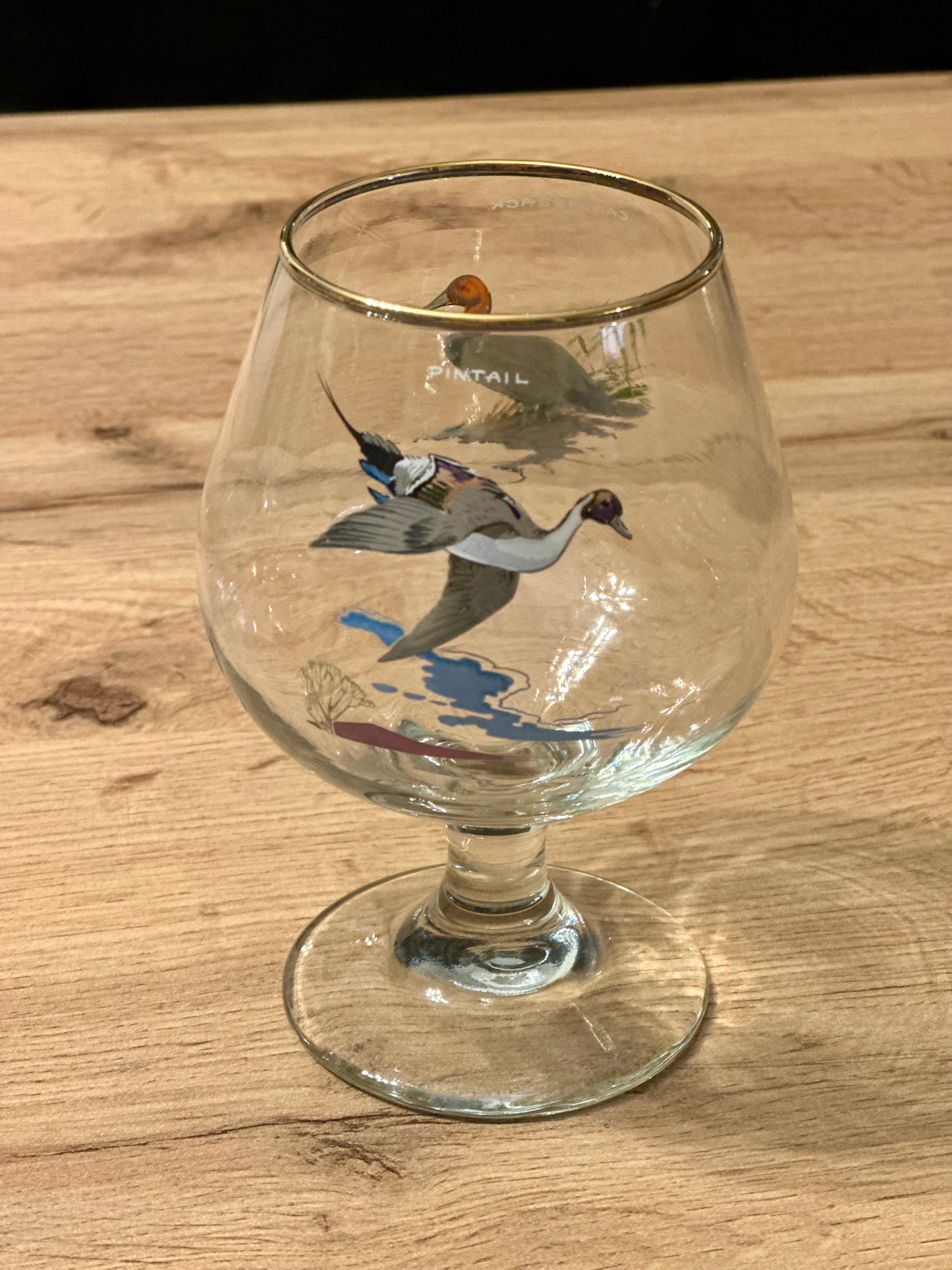 Vintage Rare Ned Smith Snifters (4) and Decanter - Waterfowl Edition