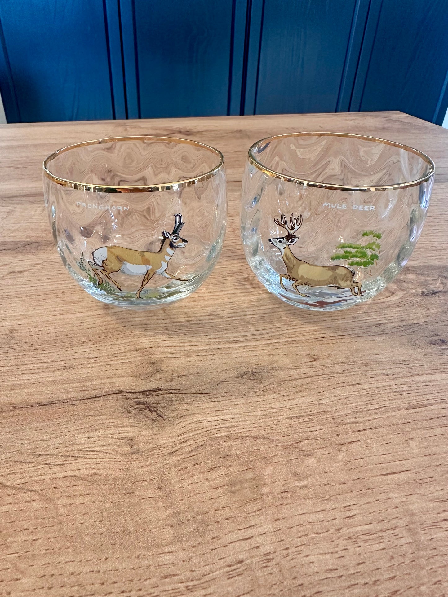 RARE 🥃 Ned Smith “Big Game” Low Ball Whiskey Glasses (Set of 8)