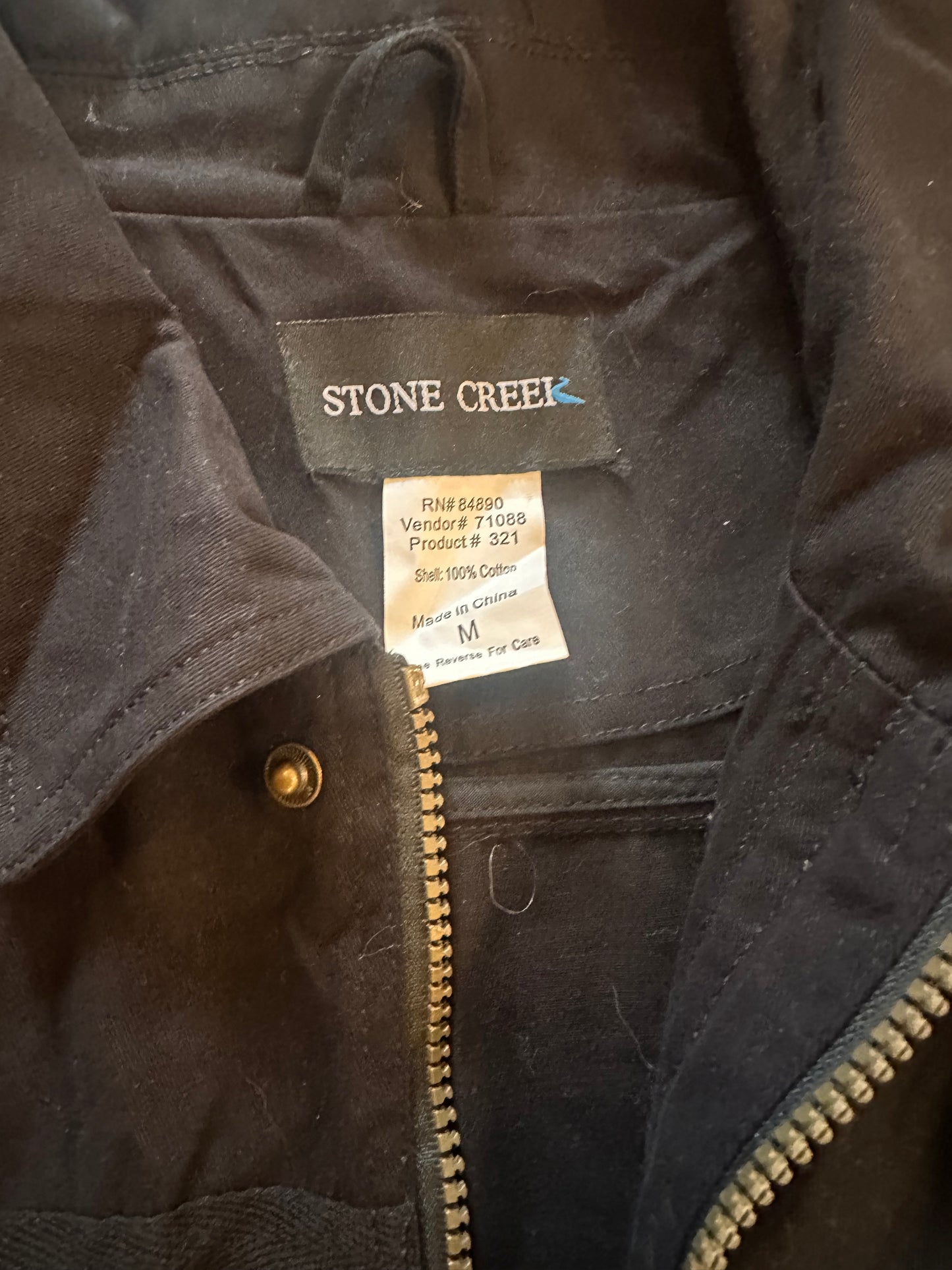 Vintage Stony Creek Utility Jacket (M) Embroidered Trouts - Black