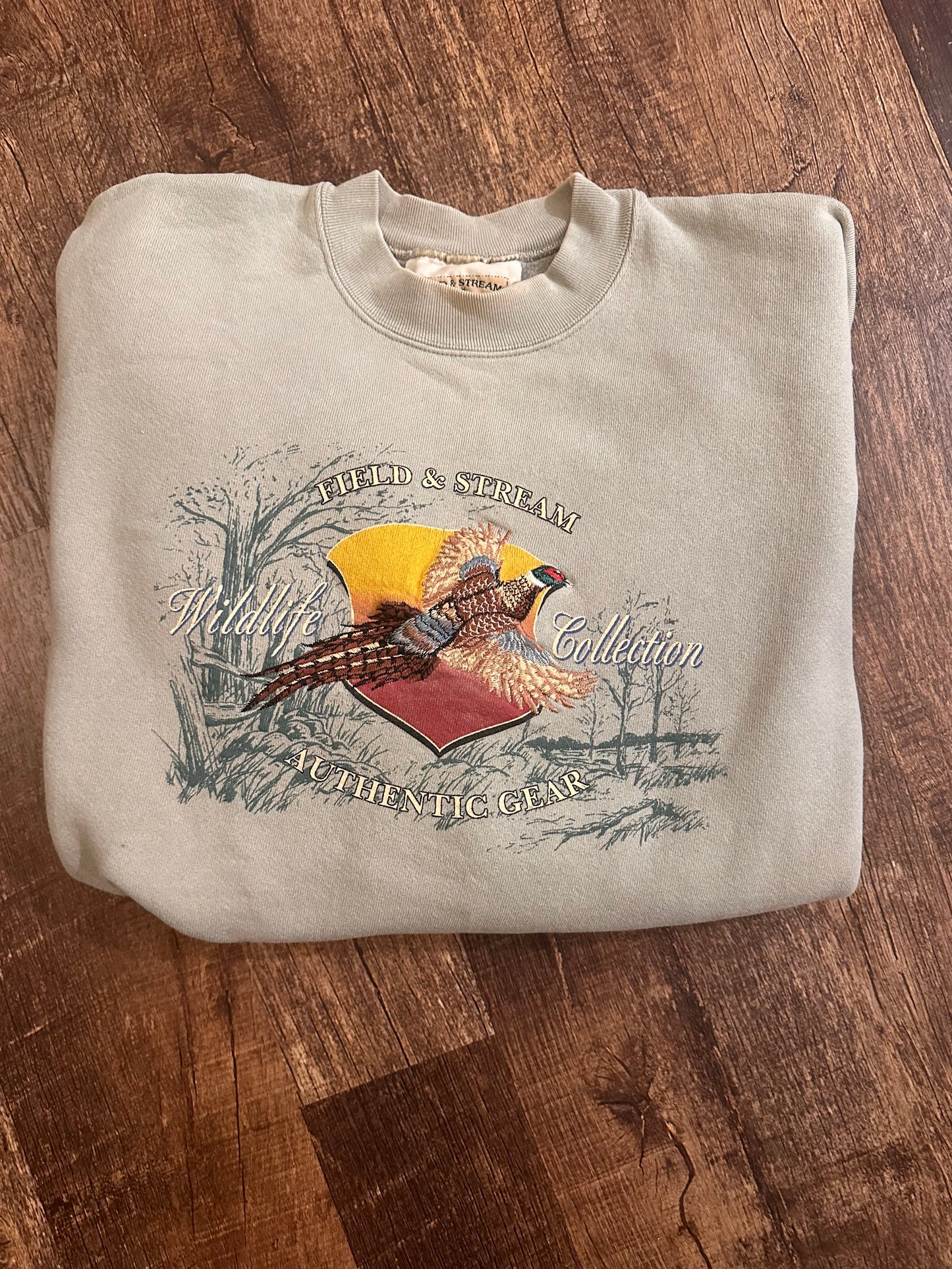 Vintage Field & Stream Crewneck (L) Embroidered Pheasant - Gray