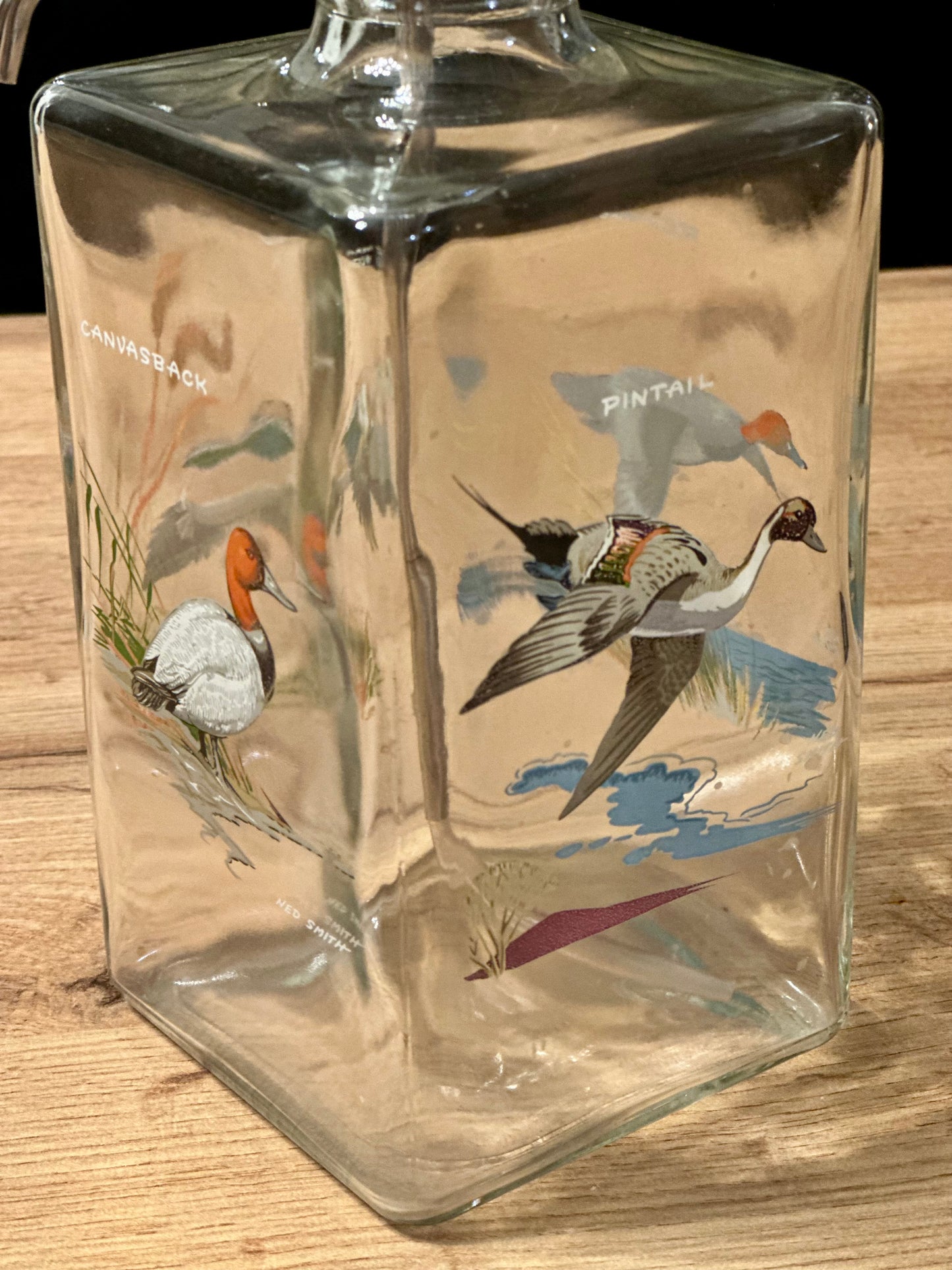 Vintage Rare Ned Smith Snifters (4) and Decanter - Waterfowl Edition