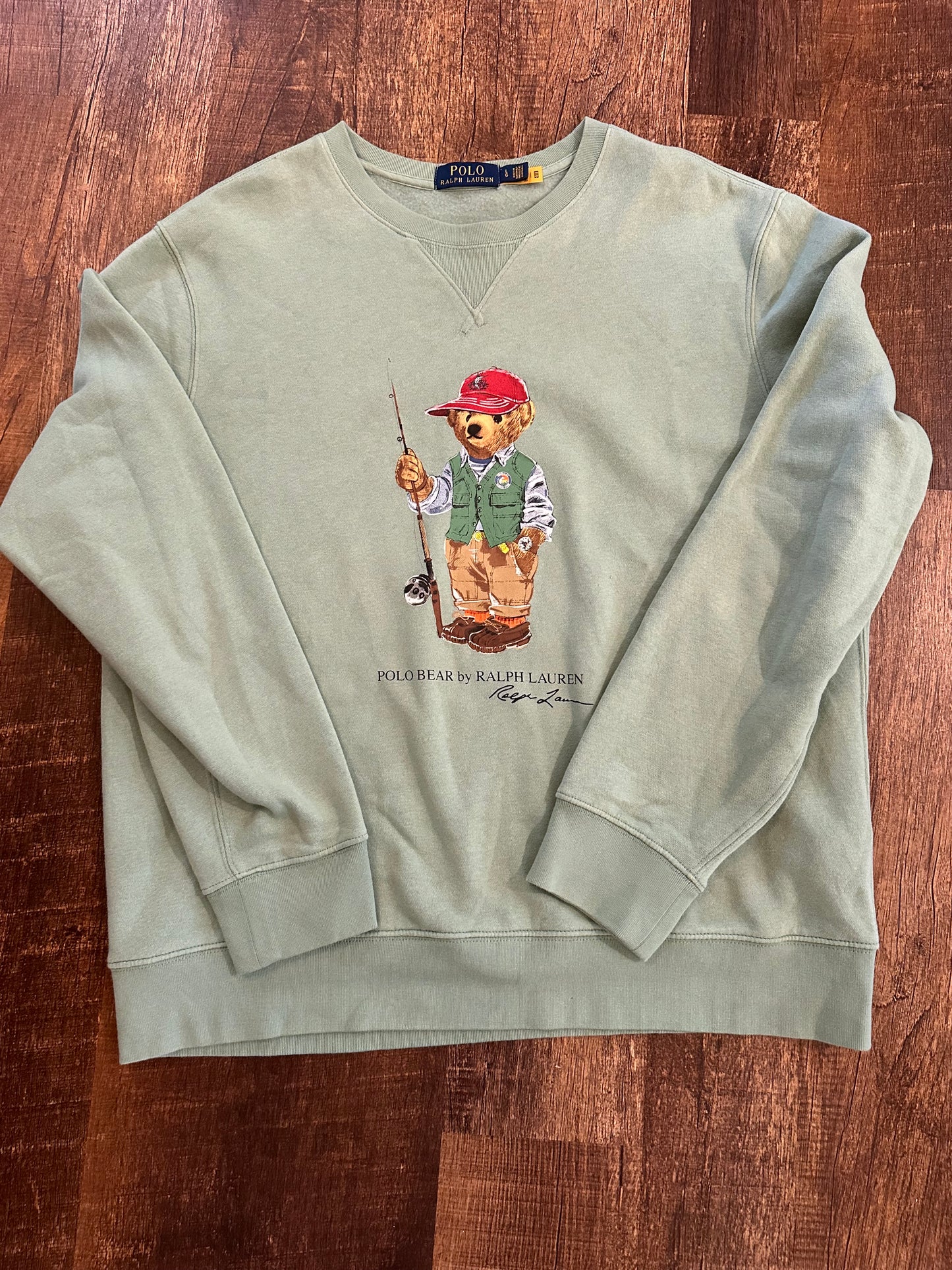 Thrifted Polo Crewneck (L) Polo Bear Fisherman - Sage