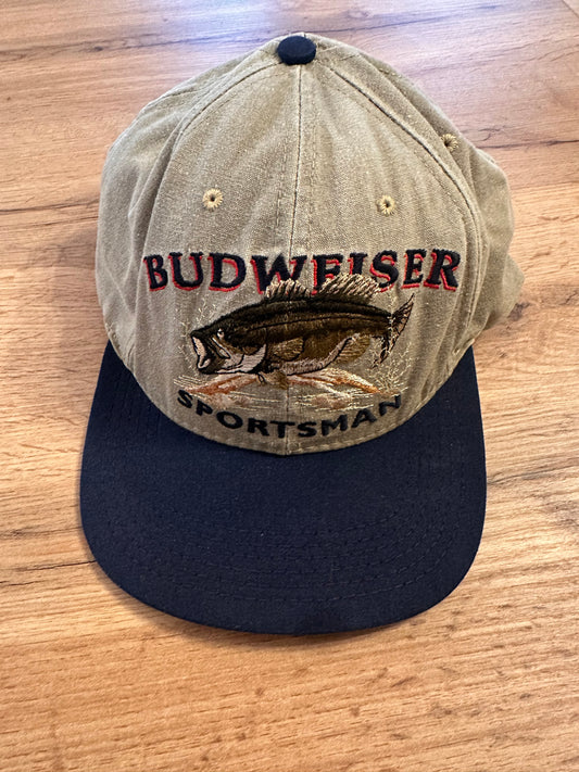 Vintage Budweiser Sportsman Bass Fishing SnapBack Hat