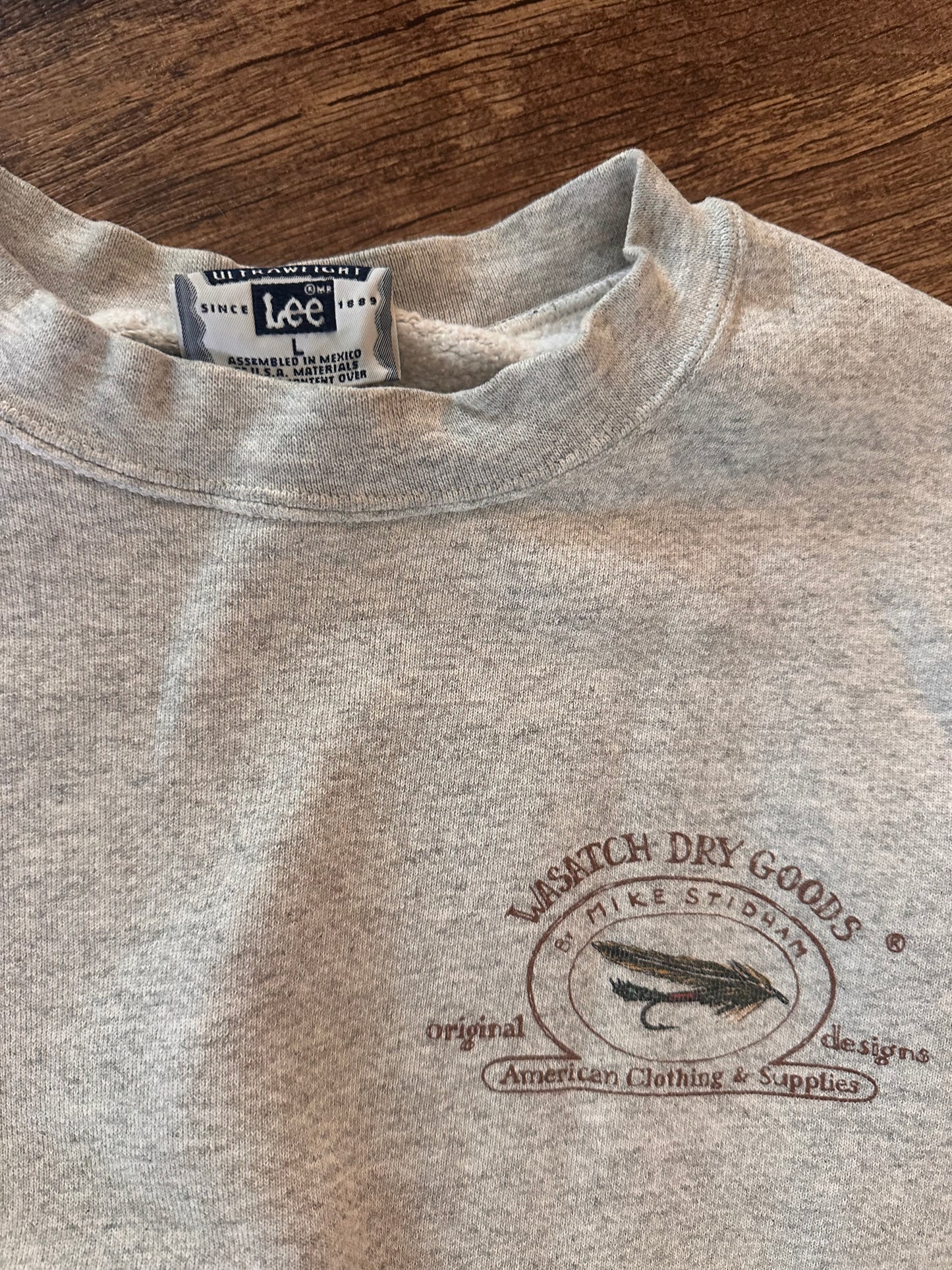 Vintage Lee Wasatch Dry Goods Crewneck (L) Autumn Brown Trout Graphic on Back