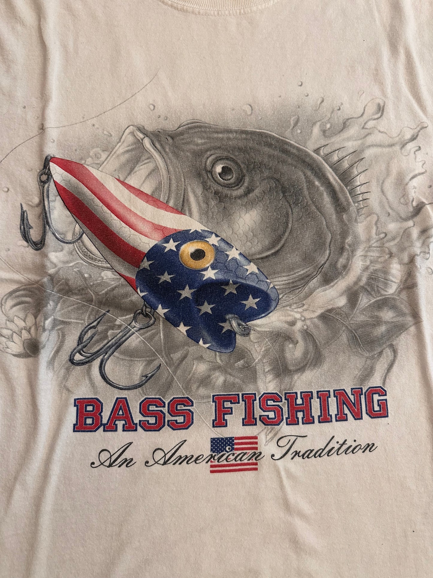 Vintage Jerzees Tshirt (M) Bass Fishing America - White