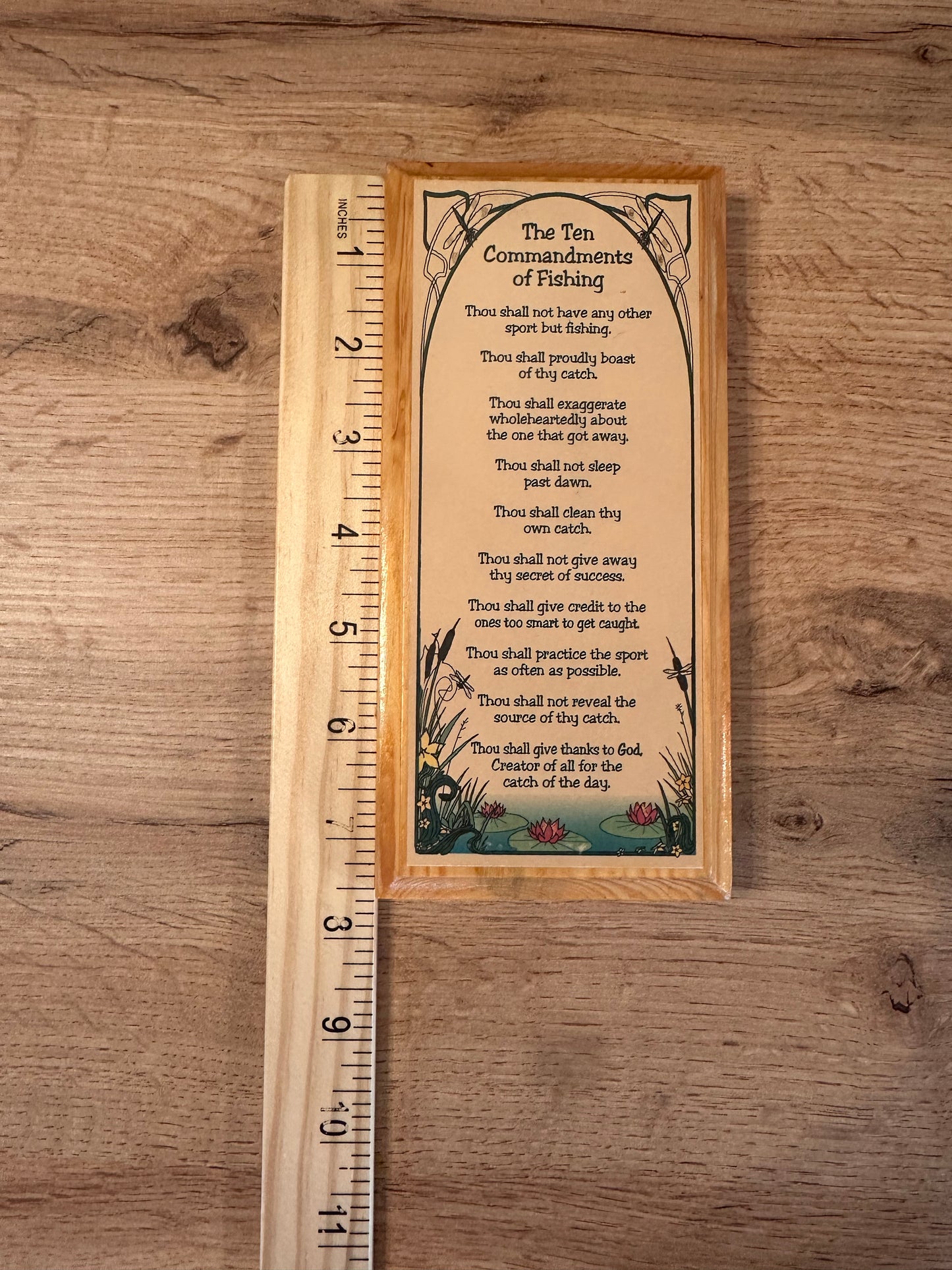 Vintage Plaque Ten Commandments of Fishing