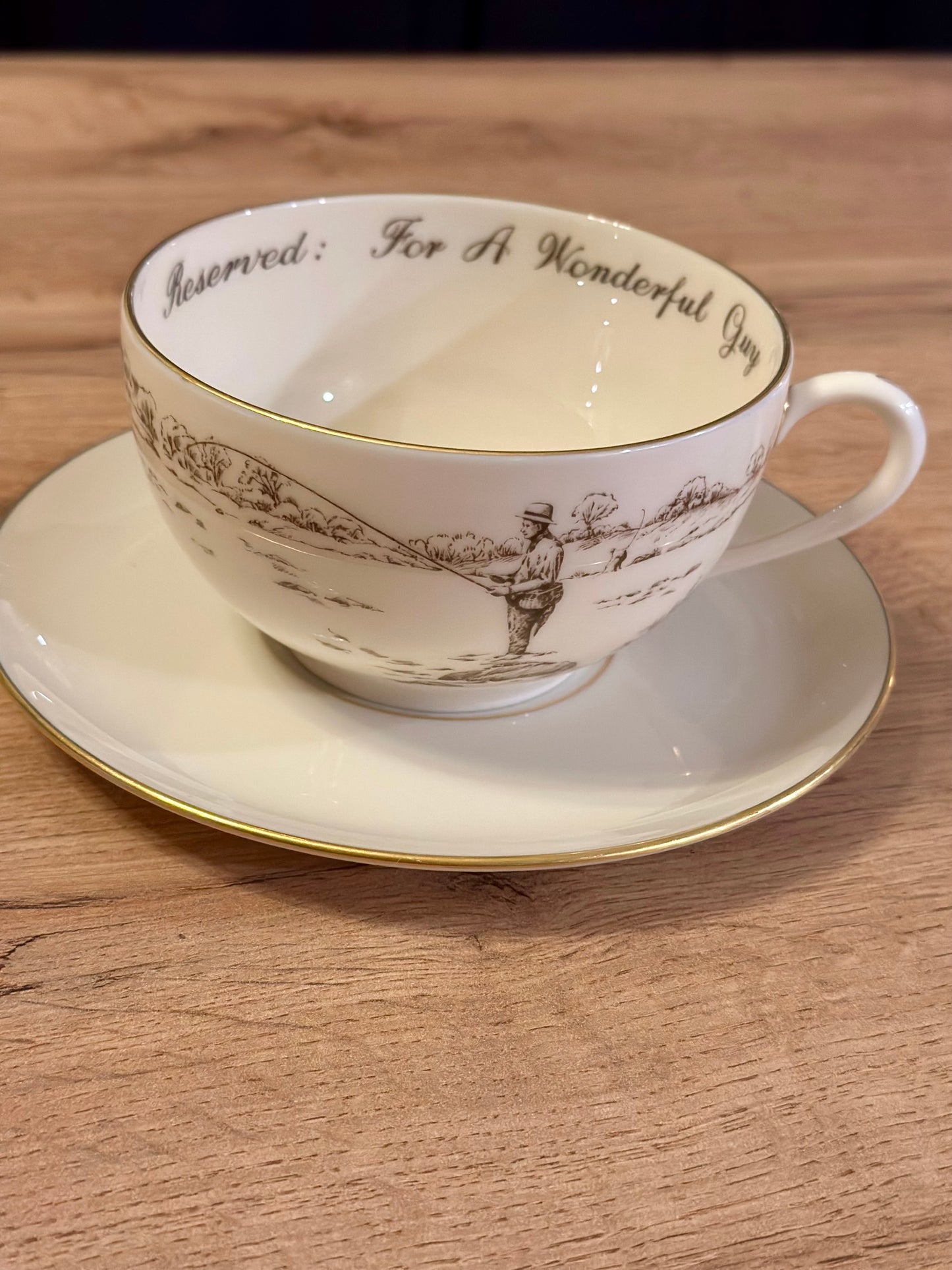 VTG Lenox “Reserved: For a Very Wonderful Guy” Tea / Coffee / Soup Cup and Saucer - Ivory