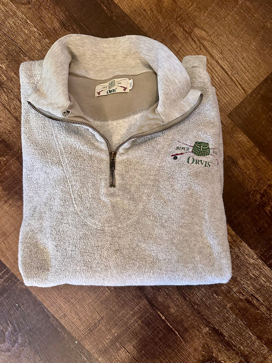 Vintage Orvis Terry Cloth 1/4 Zip (XXL) Embroidered Logo Creel and Rods