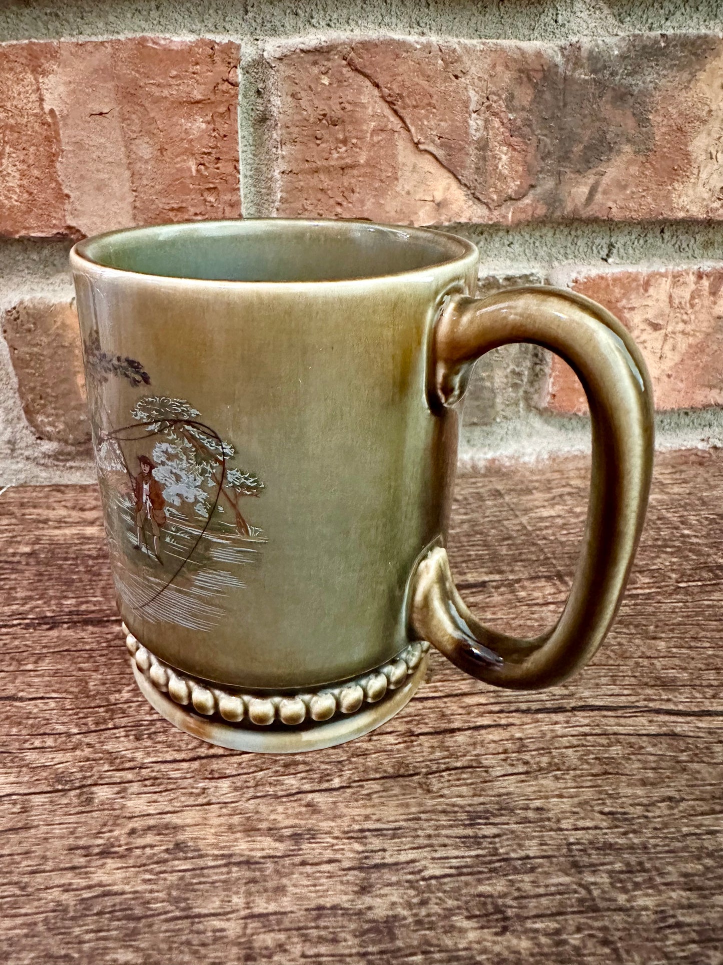 Vintage Wade Coffee Mug - Irish Porcelain Fly Fishing Scene