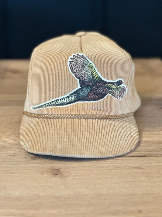 Vintage Corduroy Pheasant Rope Snapback Hat - Tan