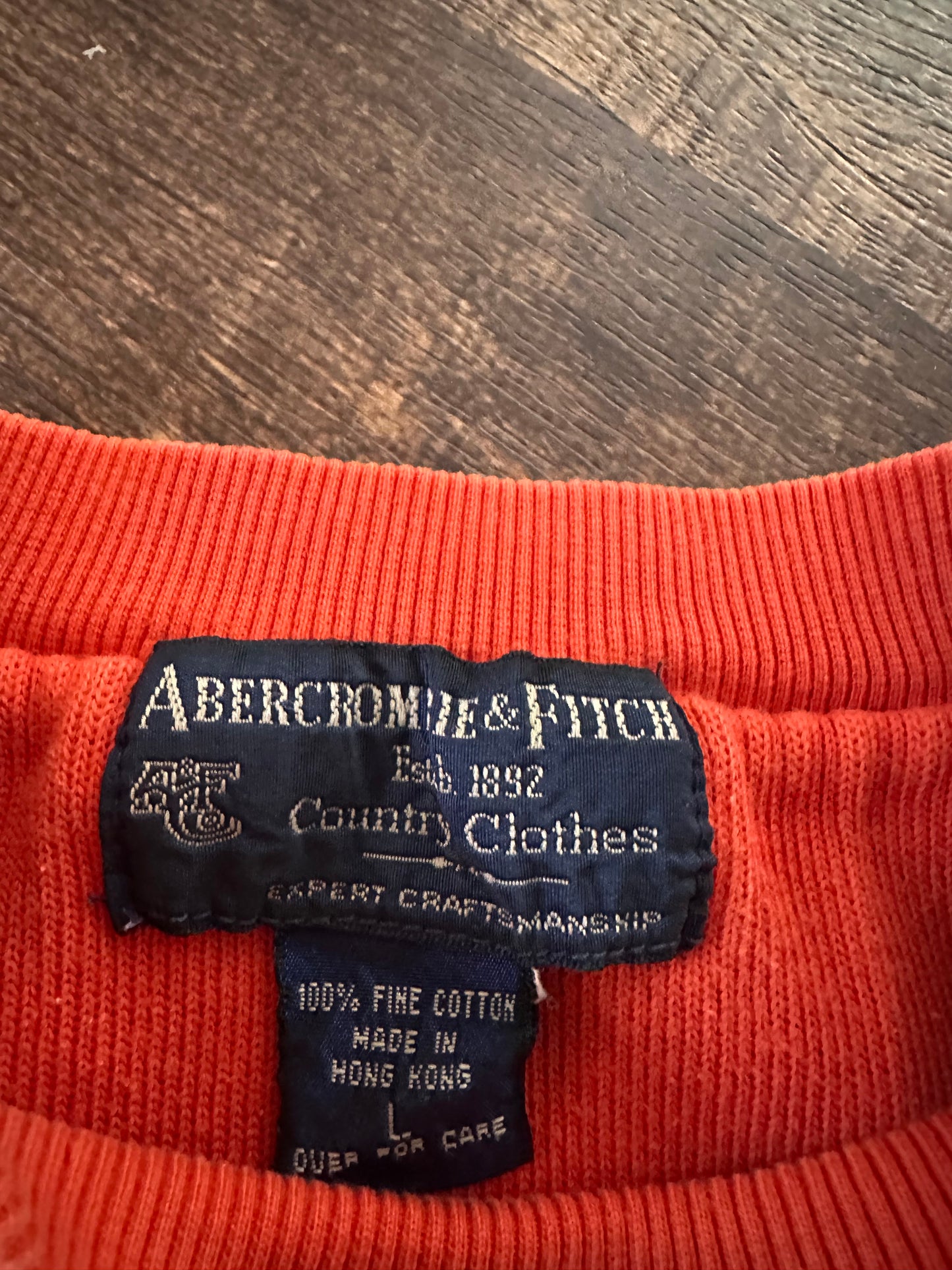 Vintage Abercrombie & Fitch Crewneck (L) Embroidered Fly Logo - Orange