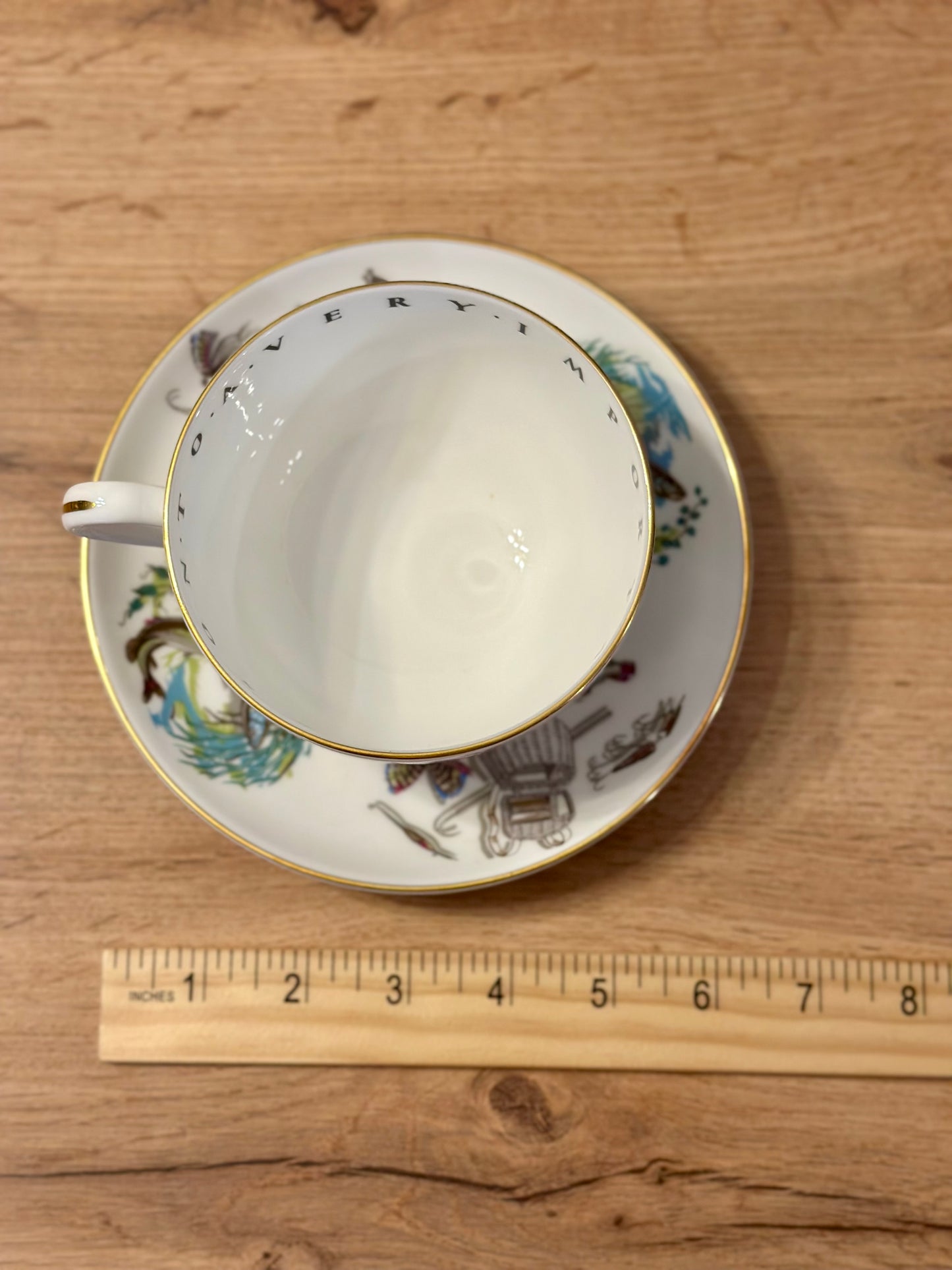 Vintage Royal Worcester Cup and Saucer - “To A Very Important Person” Fly Fishing and Trout Scenes