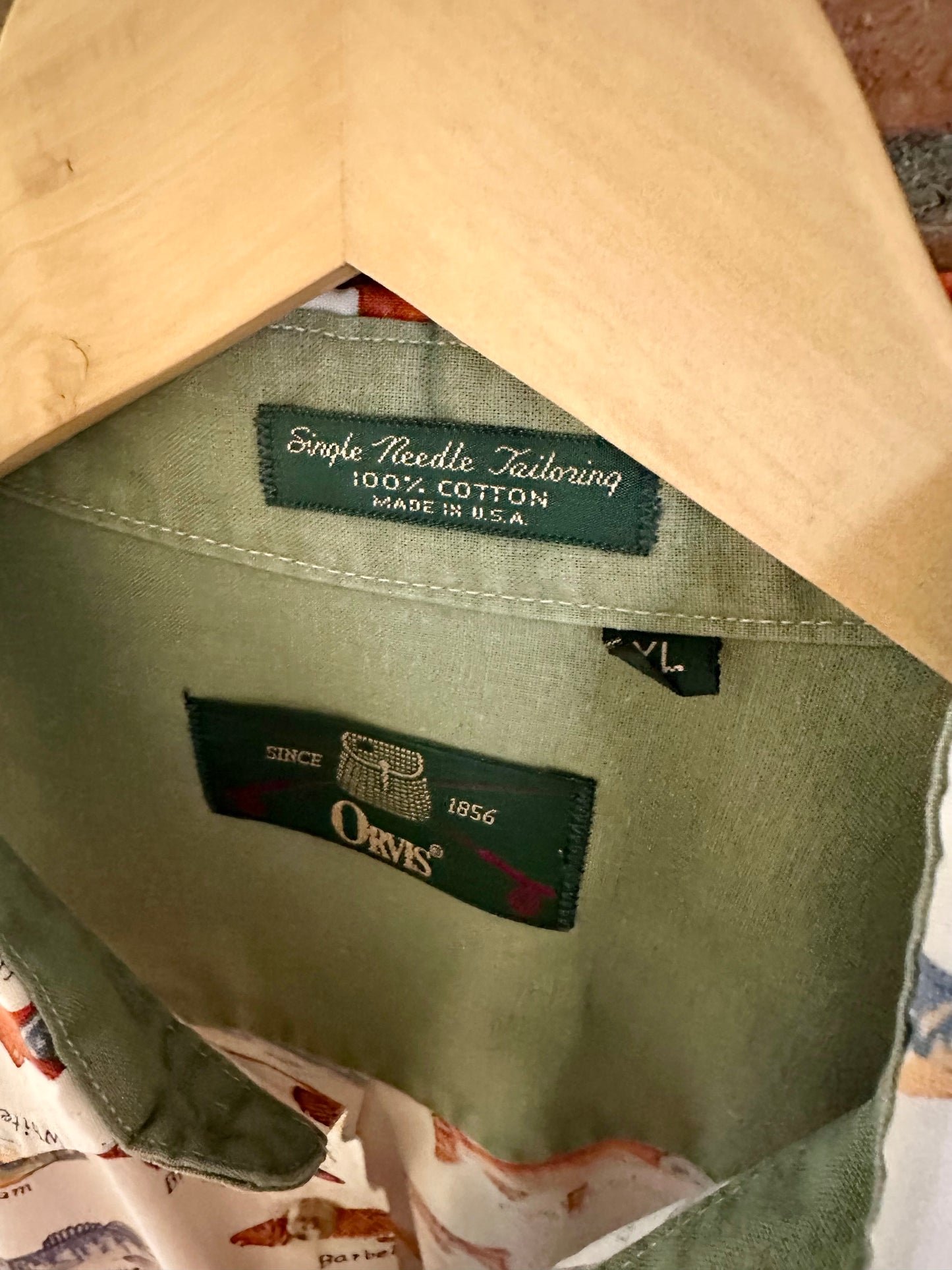 Vintage Orvis Button Down (XL) SINGLE NEEDLE Allover Fish