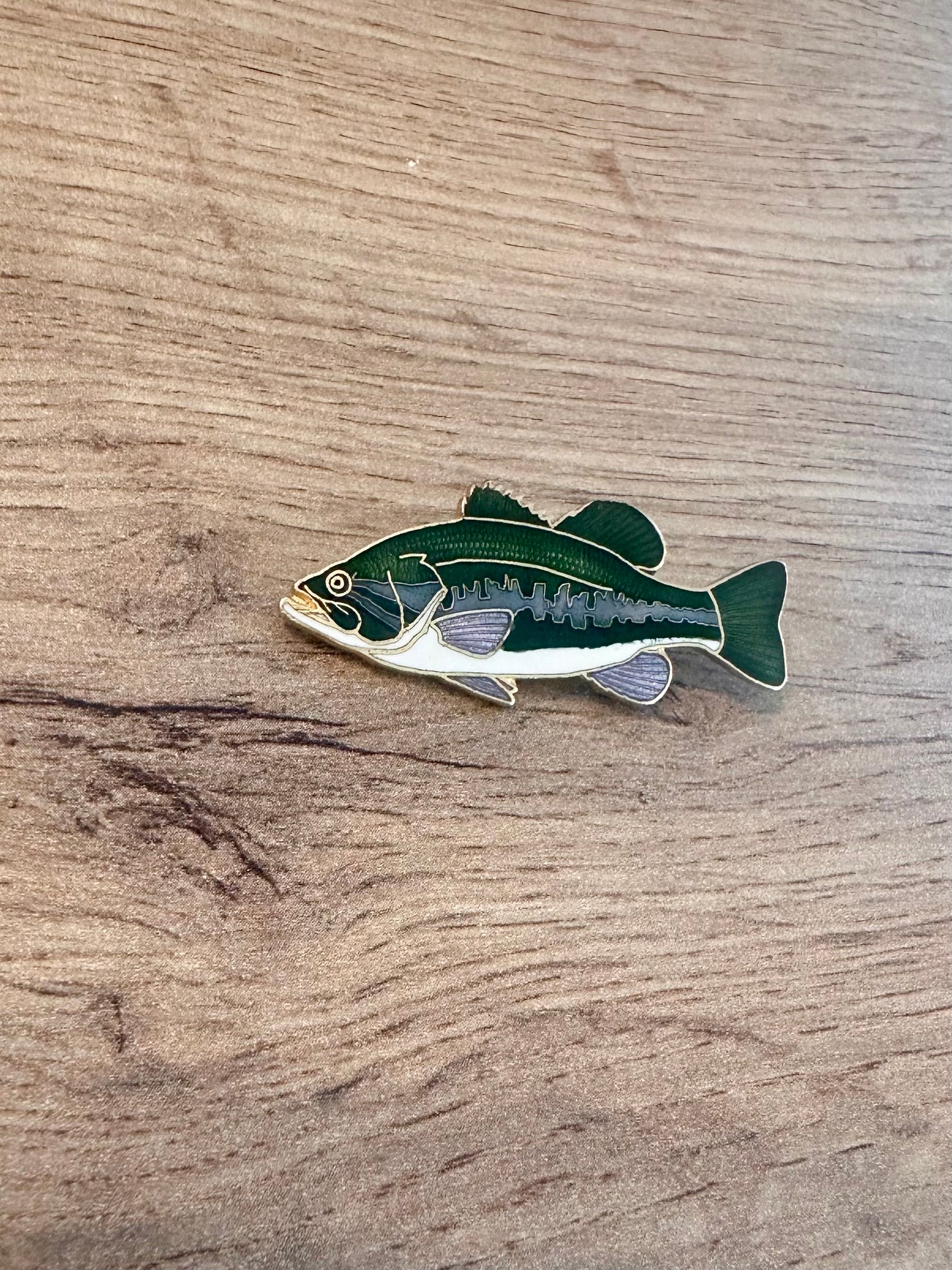 Vintage 1986 WM Spear Design Bass Fish Enameled Lapel Pin Pinback