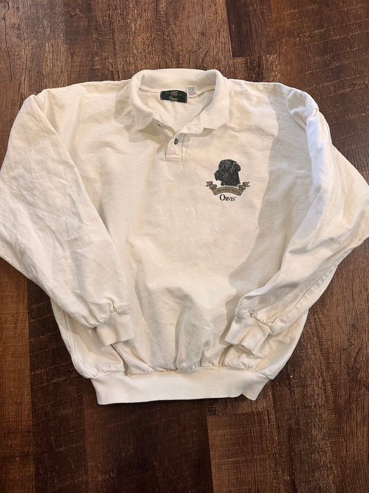 Vintage Orvis Long Sleeve Polo Sweatshirt (XXL) Labrador Retriever Graphic