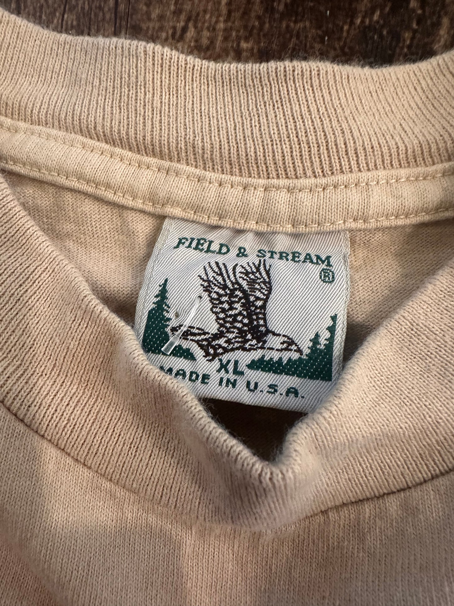 Vintage Field and Stream Tshirt (XL) Trading Post Man’s Best Friend - Tan