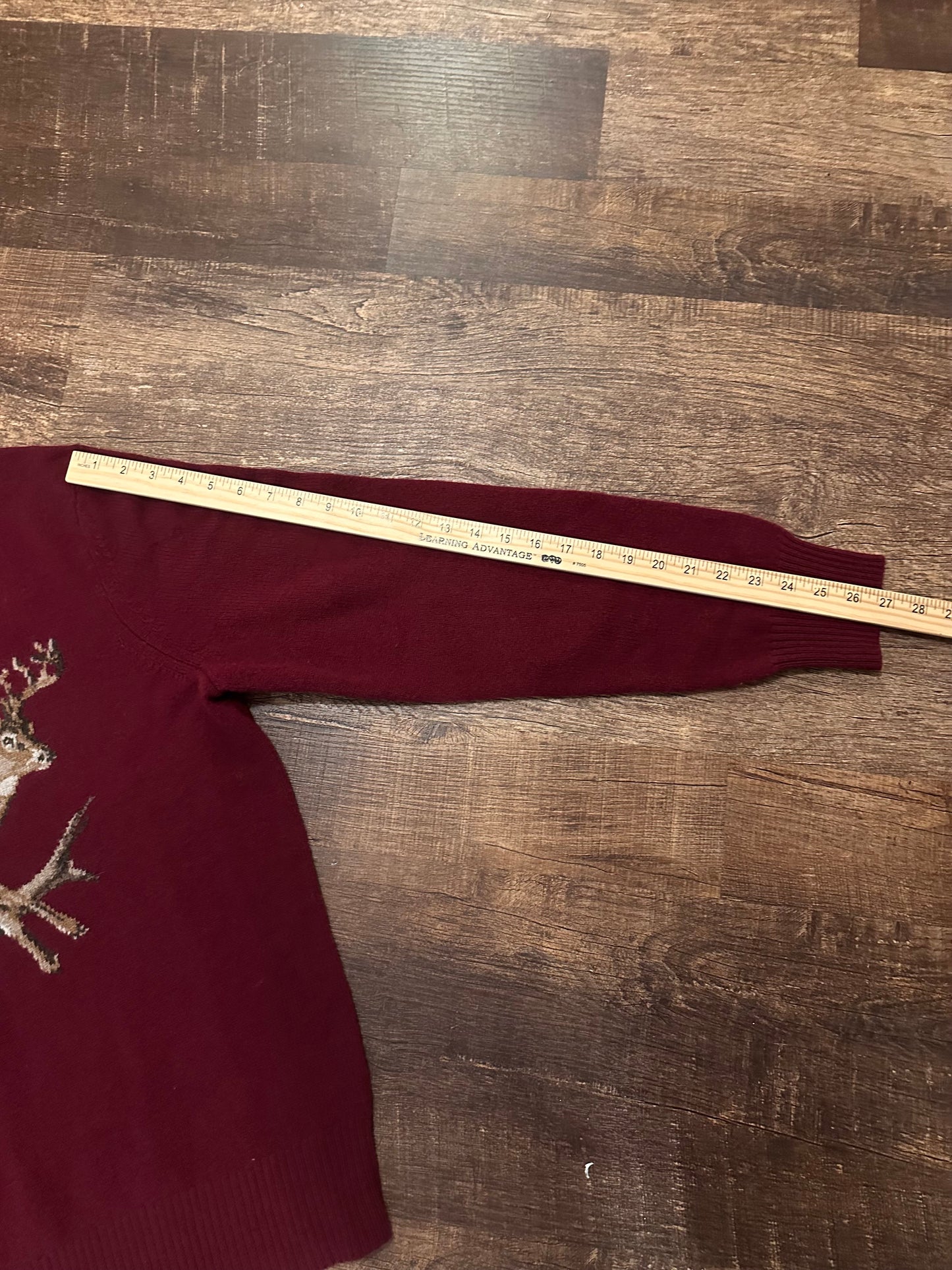 Brooks Brothers Sweater (XL) Whitetail Buck with Suede Elbow Patch - Maroon