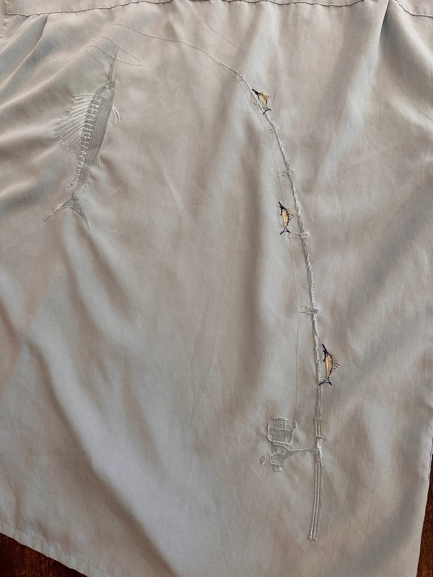 Bamboo Cay Button Down T (XXL) Sailfish Fishing Pocket - Light Blue