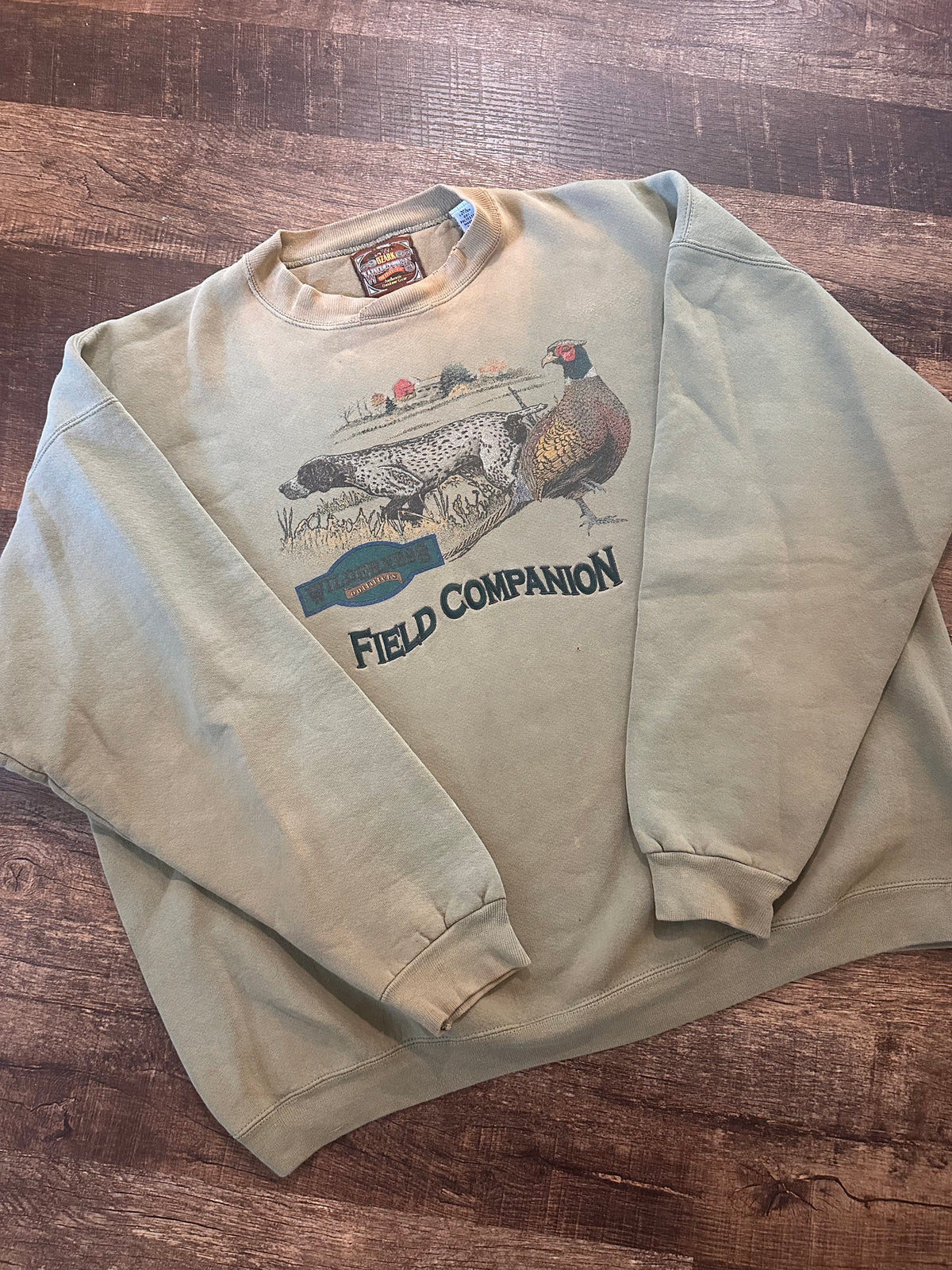 Vintage Ozark Crewneck (XL) Sun Faded Light Distress Embroidered “Field Companion”