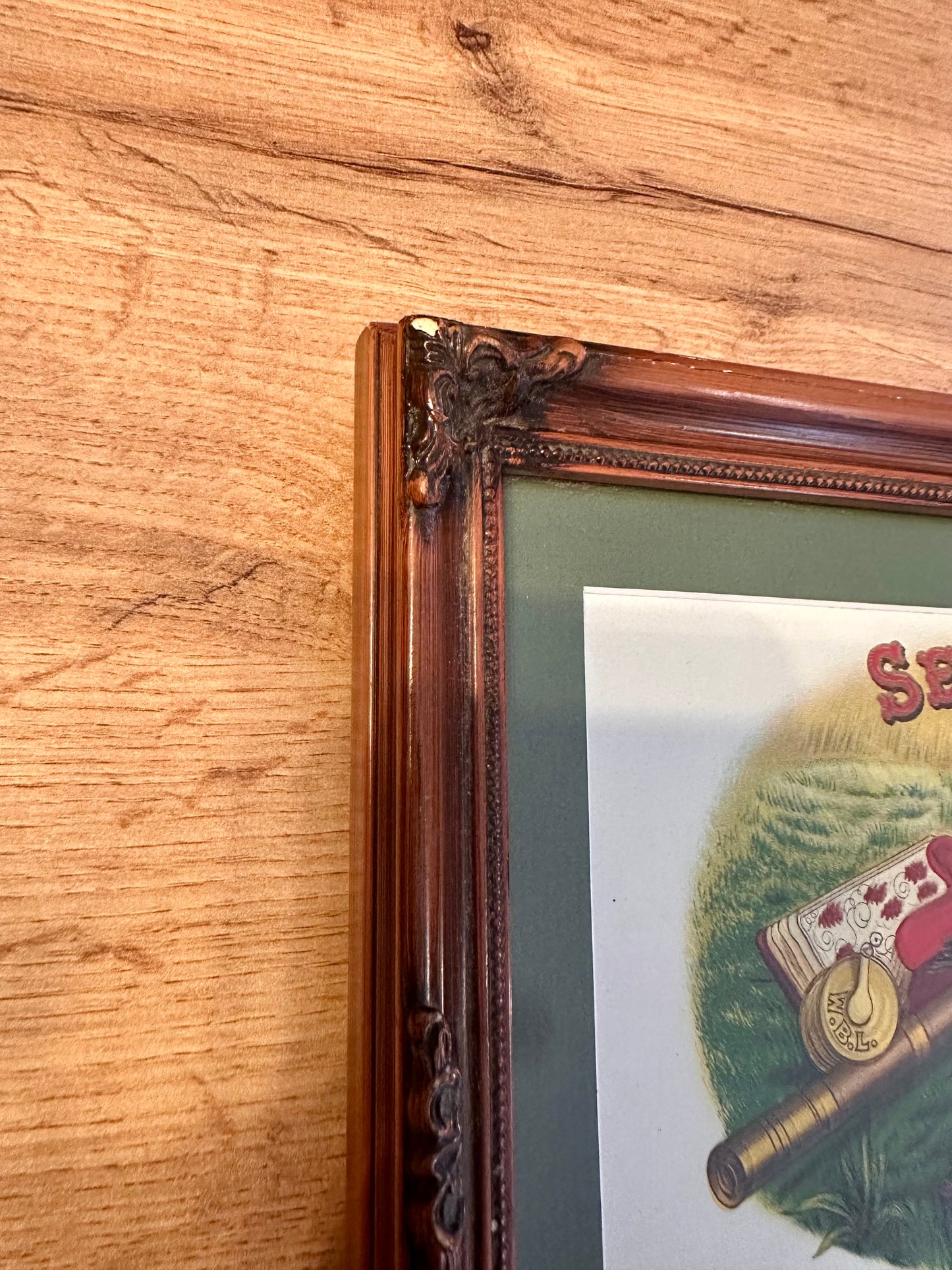 Vintage 1910-1920 Sea Robin Cigar Label Framed - Trout and Fly Rod