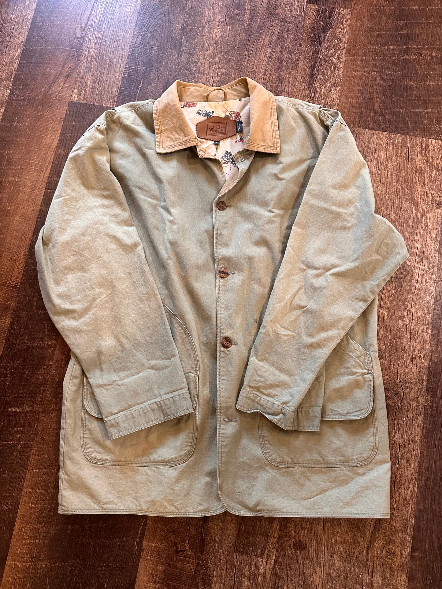 Vintage Woolrich Chore Coat (L) Fly Fishing Lining - Olive