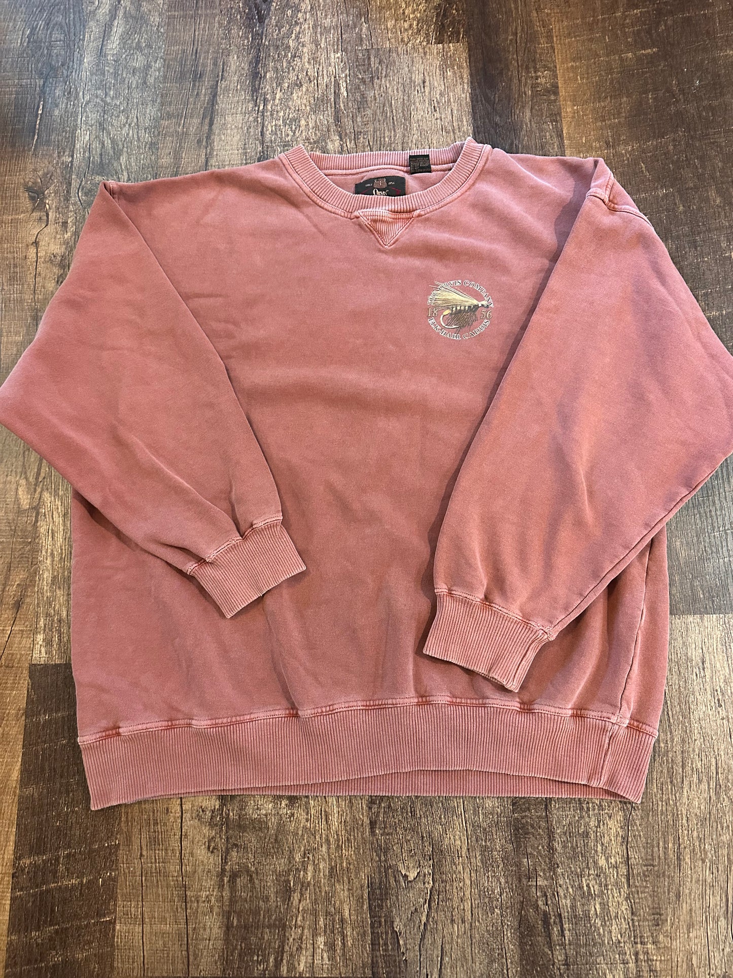 Vintage Orvis Crewneck (XL) Elk Hair Caddis - Salmon