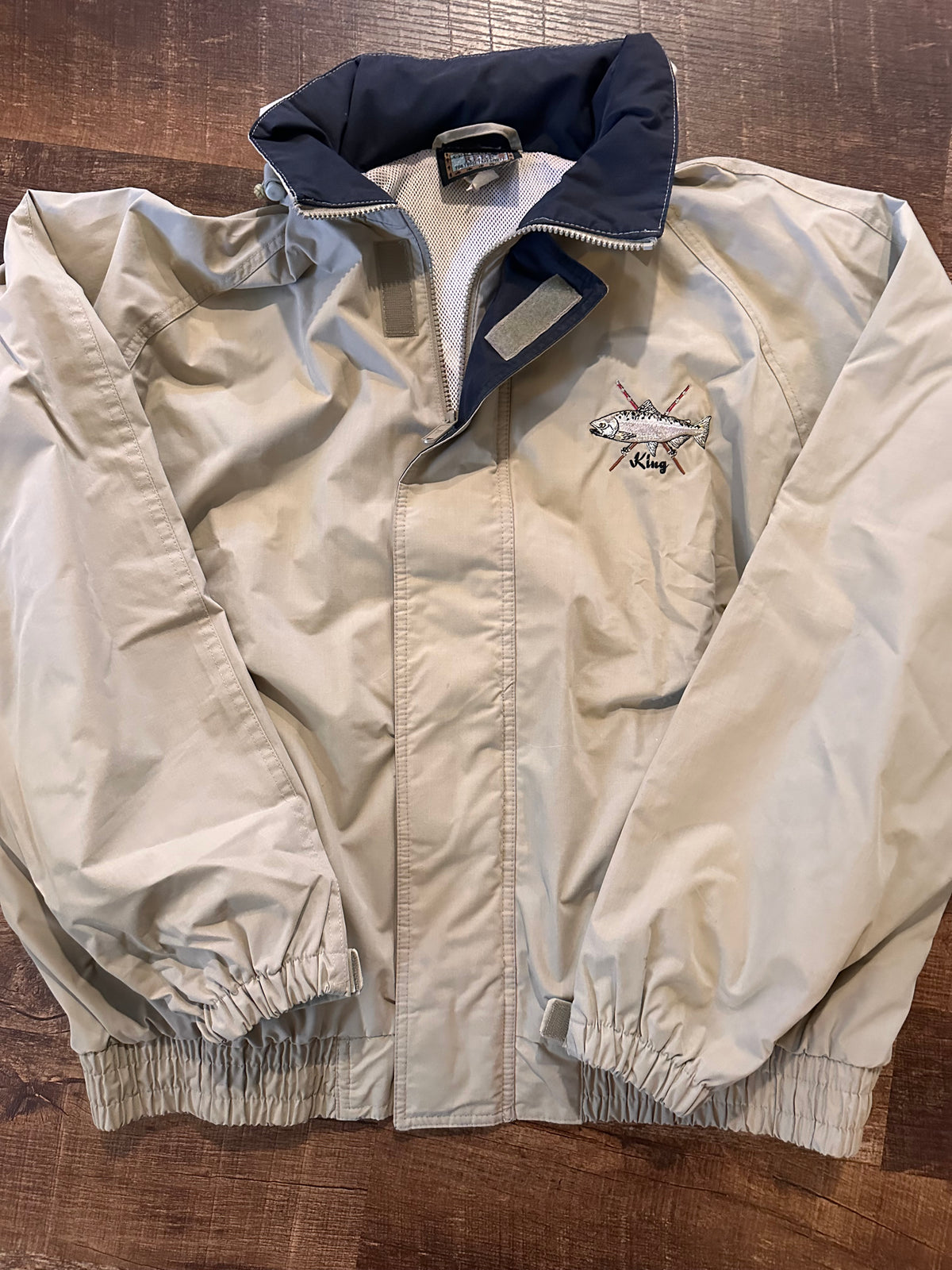 Vintage O’Keefes Reed Windbreaker Bomber (XL) Embroidered King Salmon Fishing