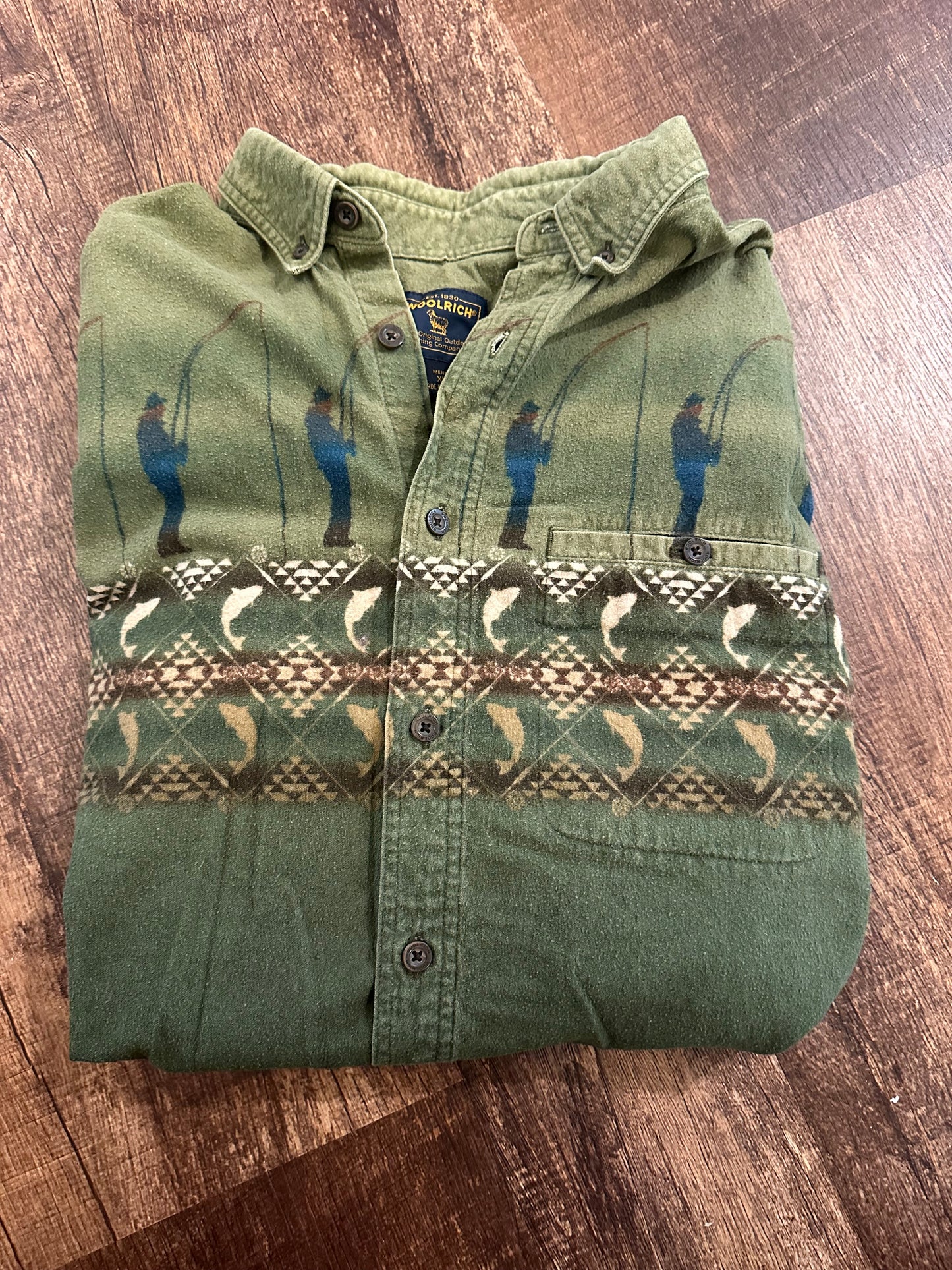 Vintage Woolrich Flannel (XL) Fly Fishermen