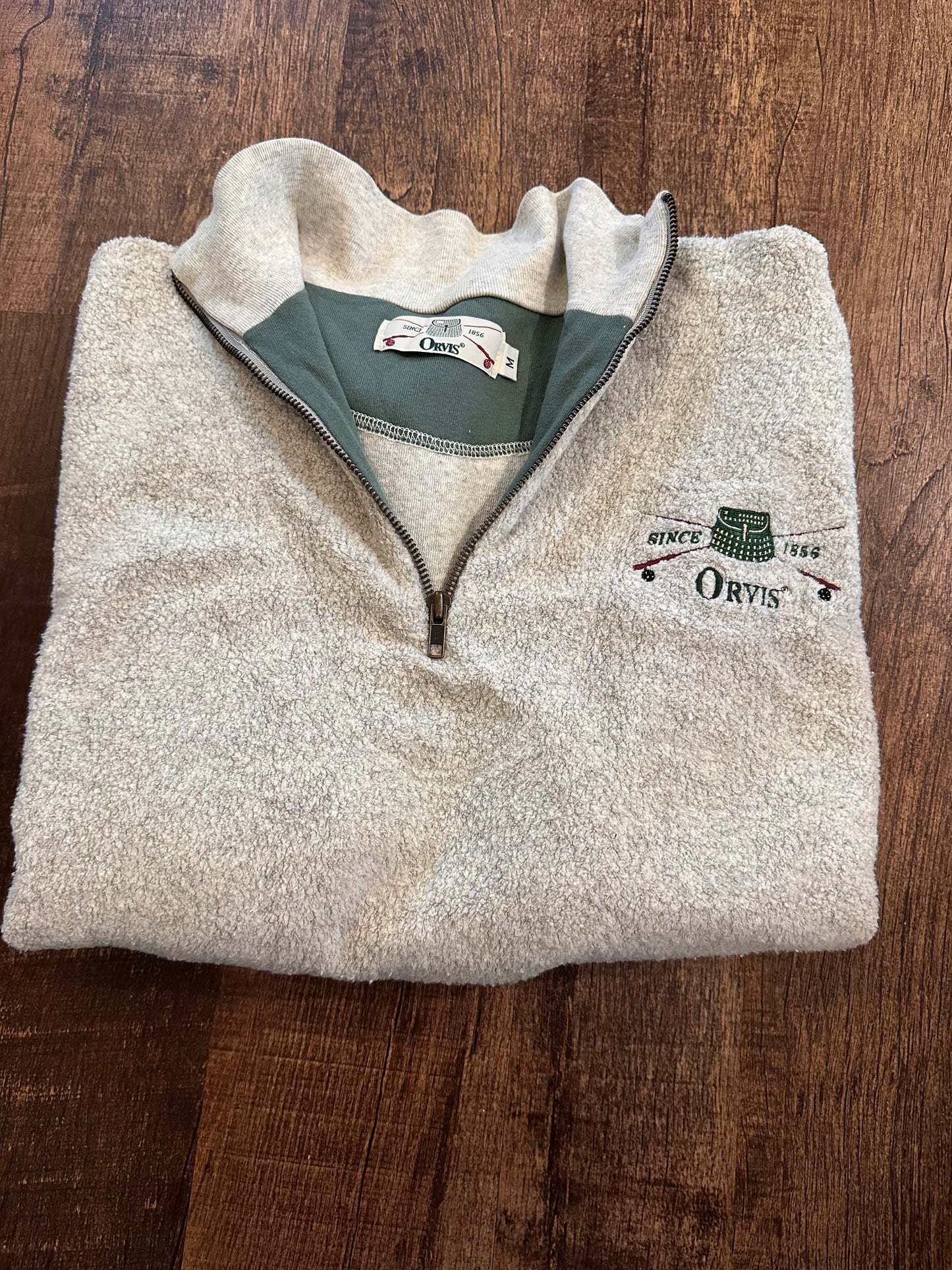 Vintage Orvis 1/4 Zip Fleece (M) Embroidered Logo - Gray