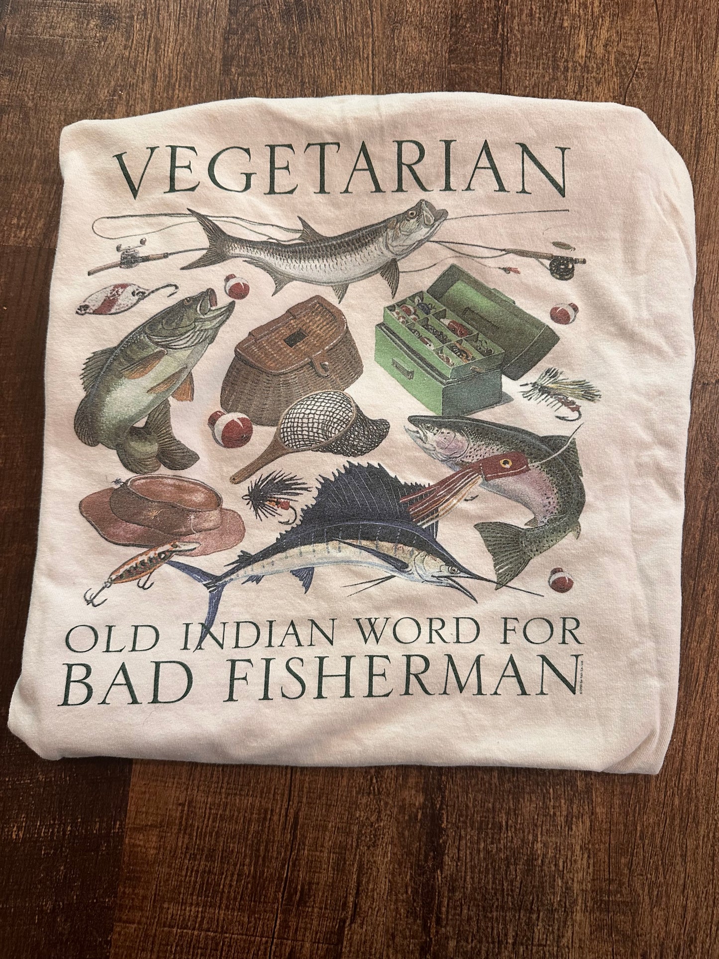 Vintage Go Fish T (M) Vegetarian Bad Fisherman - White