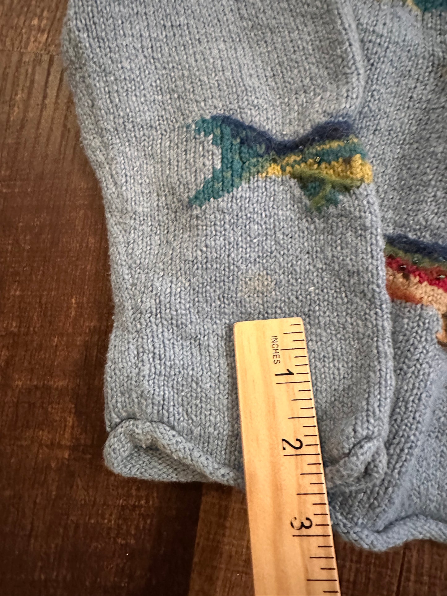 Rare Vintage Northern Isles Knit Beaded Trout Sweater (M) Blue