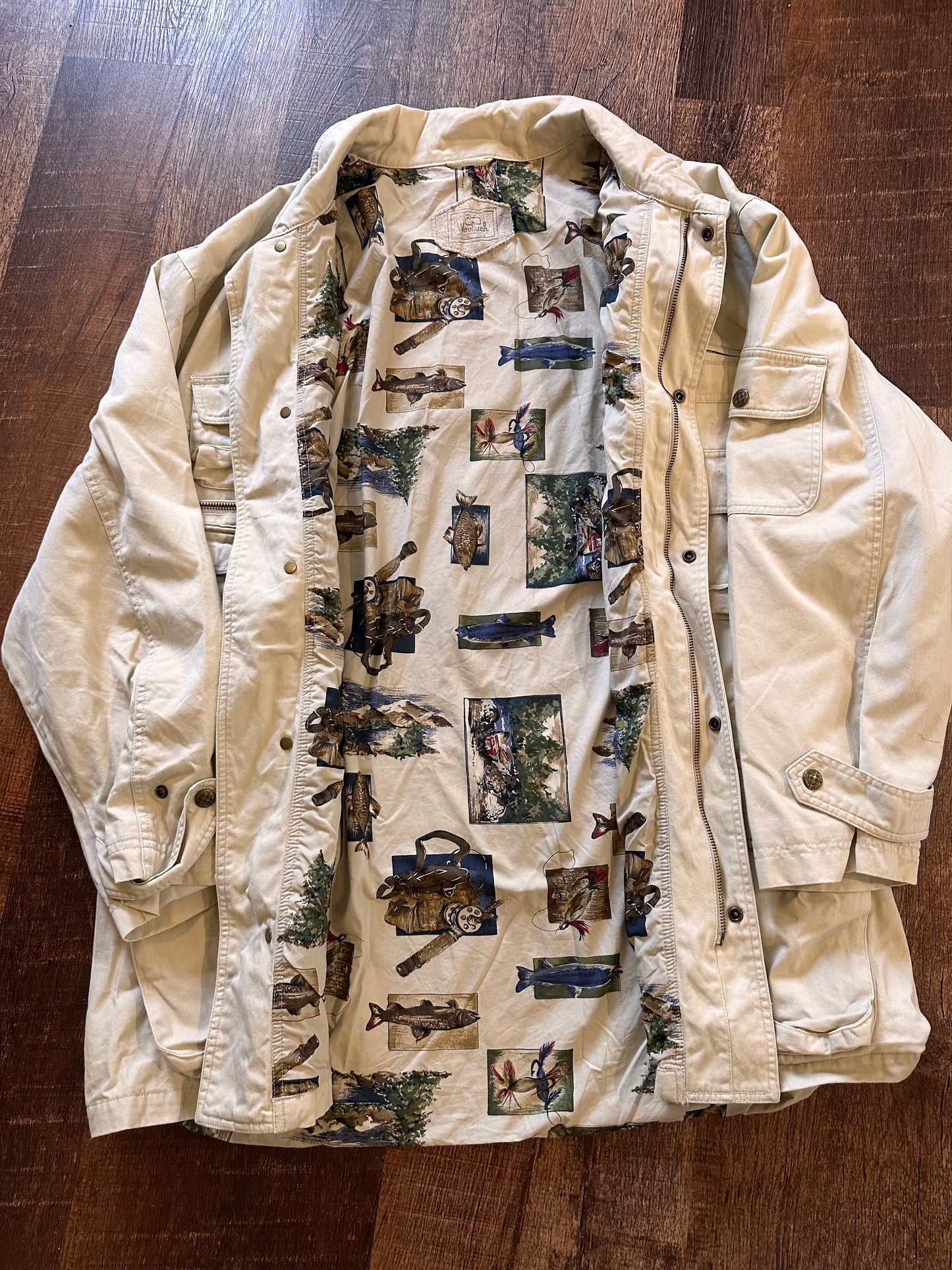 Vintage Woolrich Utility Trench (XL) Fly Fishing Lining - Cream
