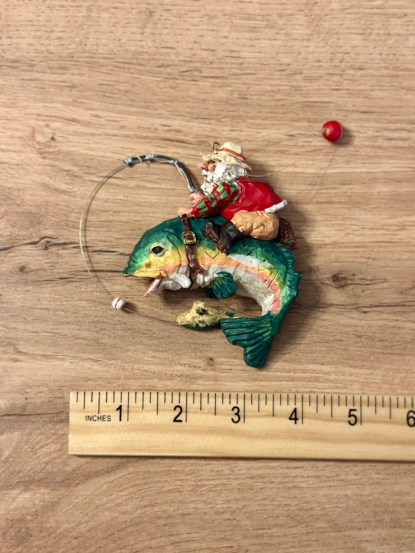 Santa Riding Large Trout Ornament