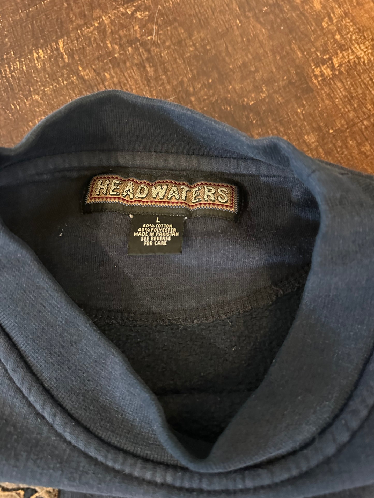 Vintage Headwaters Crewneck (L) Embroidered Six Point Buck - Navy