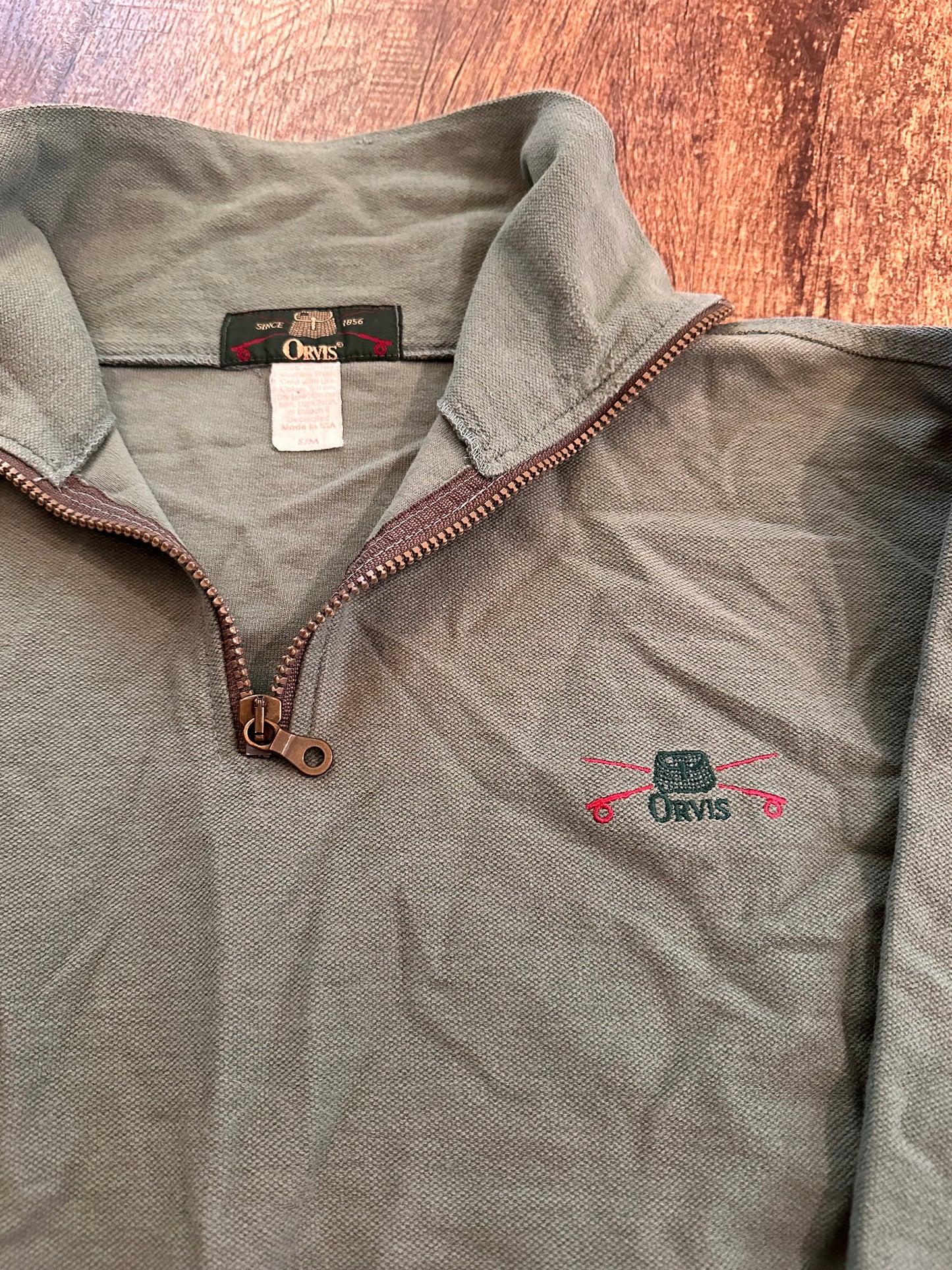 Vintage Orvis 1/4 Zip (S) Embroidered Logo - Green