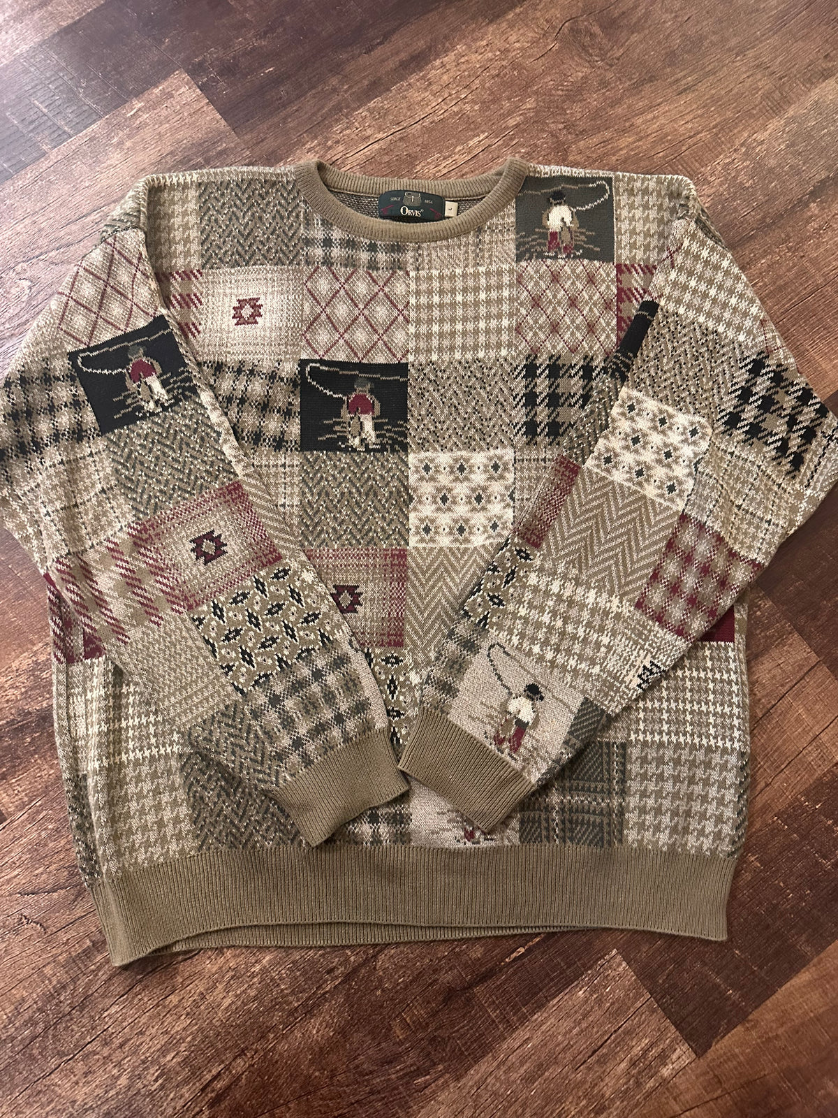 Vintage Orvis Fly Fisherman Motif Sweater (L)