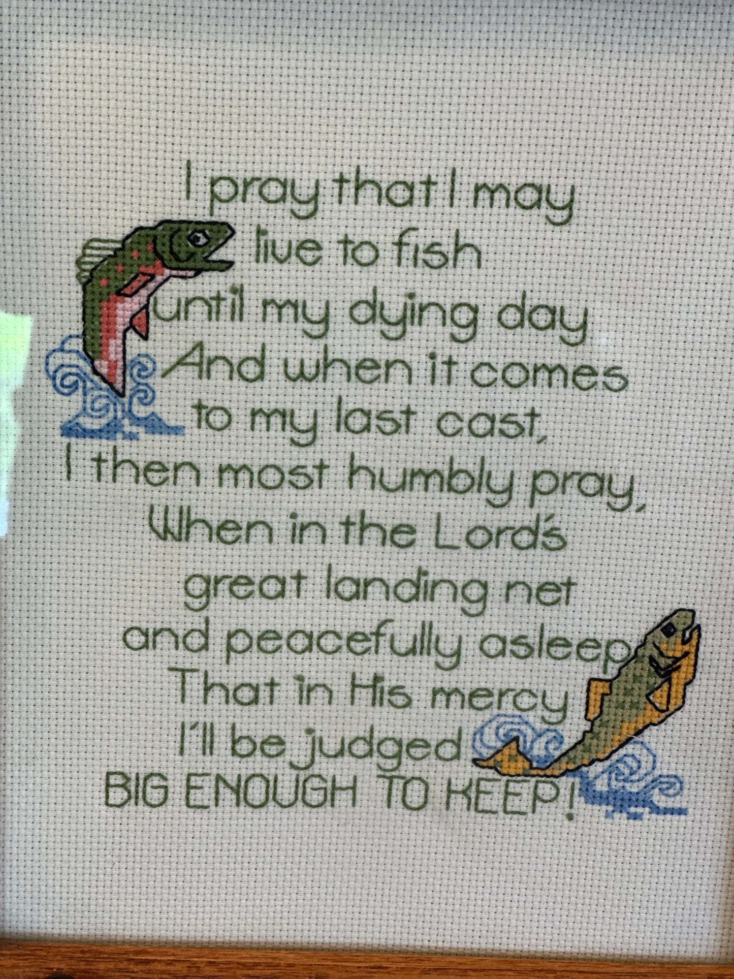 Vintage Fisherman’s Prayer Cross Stitch Frame